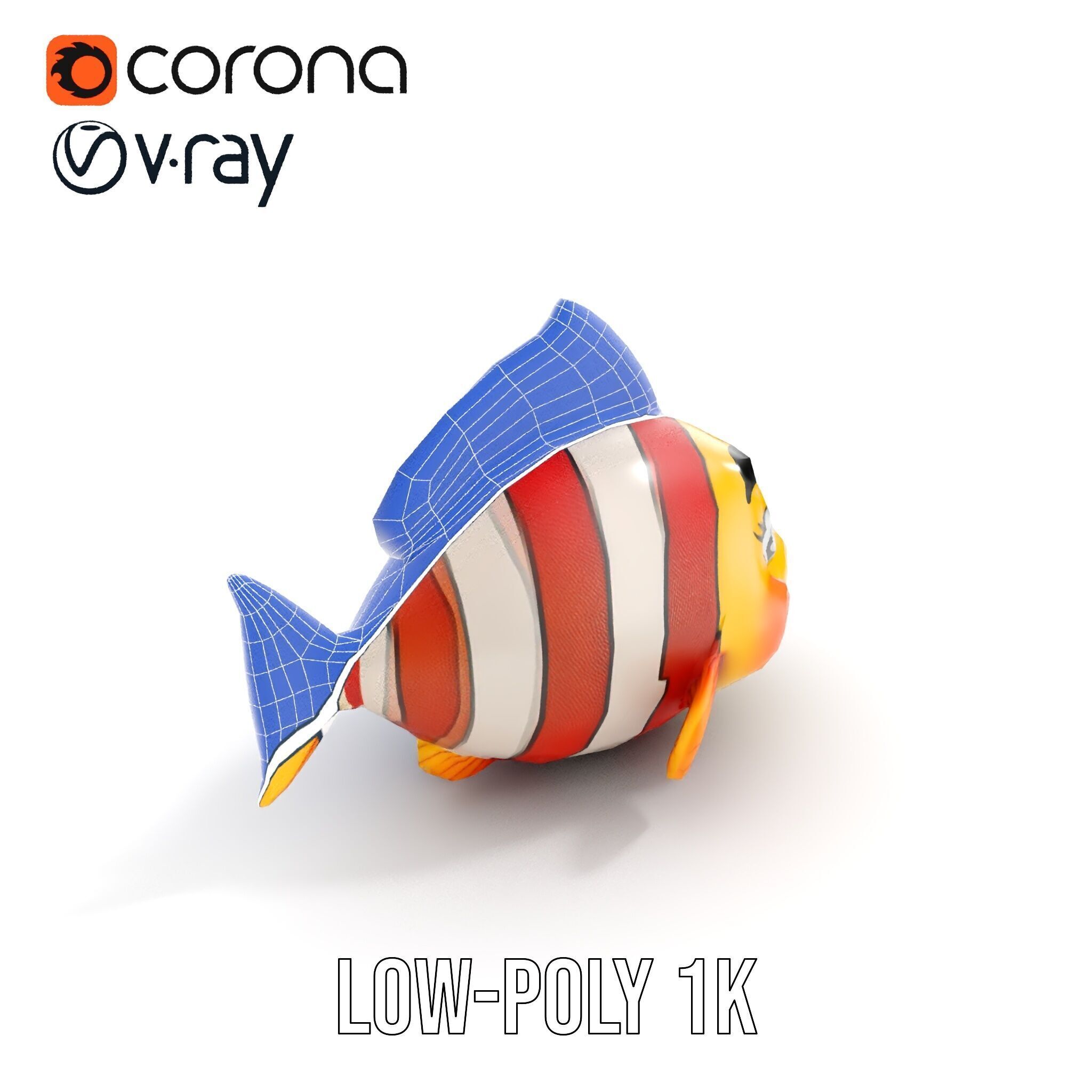 Animated Clownfish Character Model Pack for Games and Animation Low-poly 3D model_13