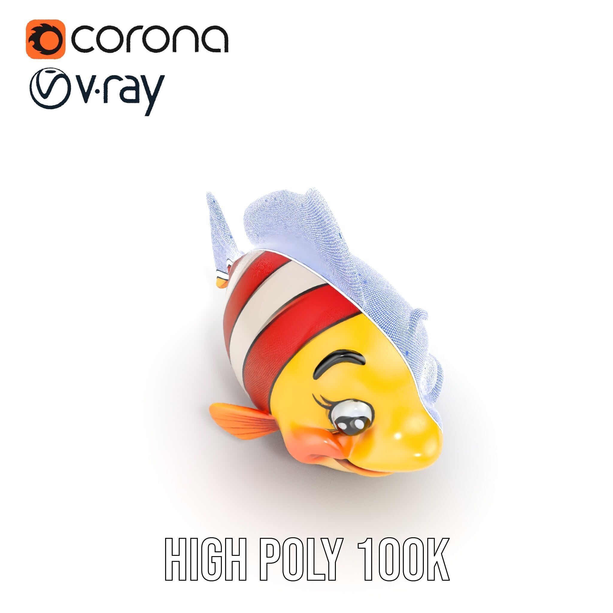 Animated Clownfish Character Model Pack for Games and Animation Low-poly 3D model_27