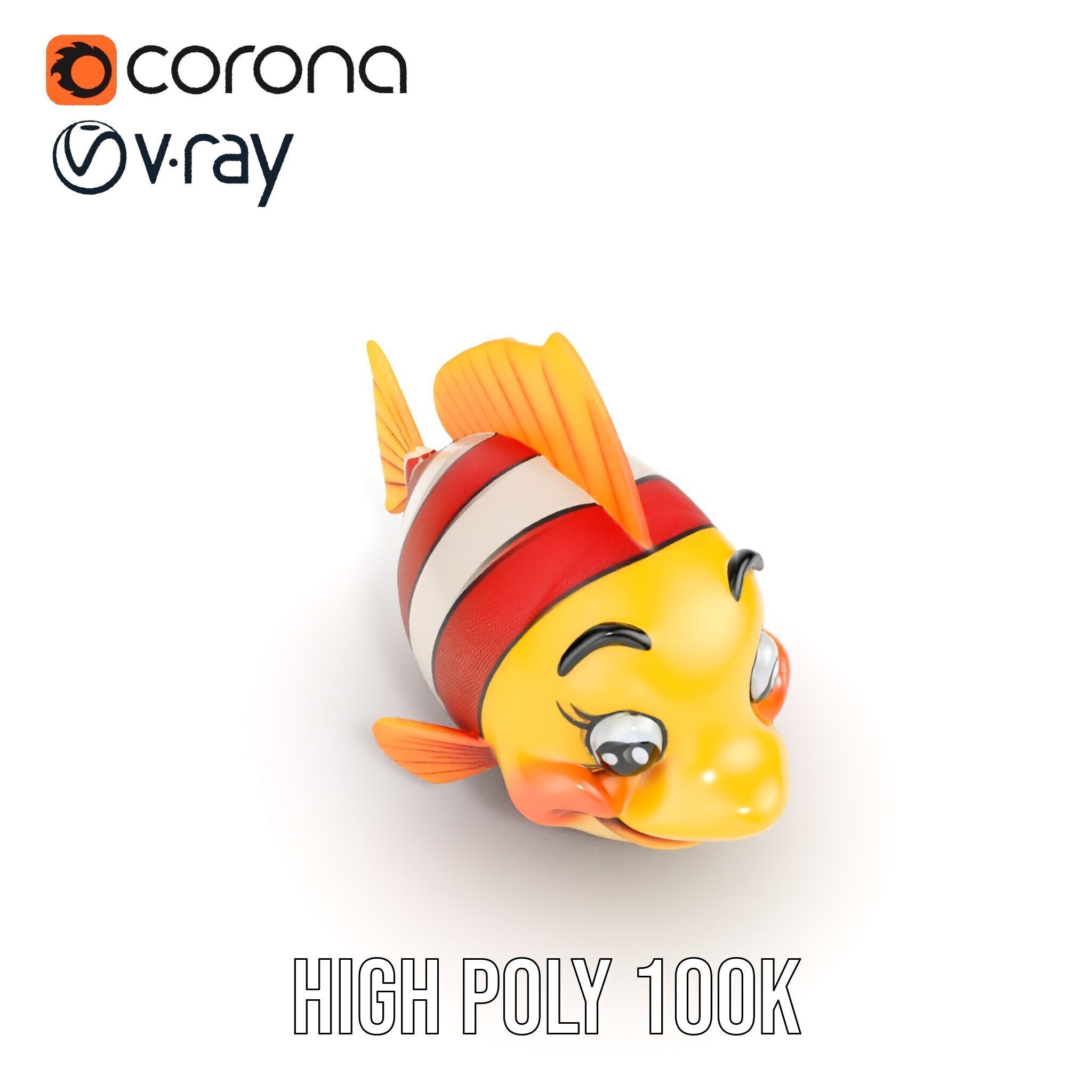 Animated Clownfish Character Model Pack for Games and Animation Low-poly 3D model_36