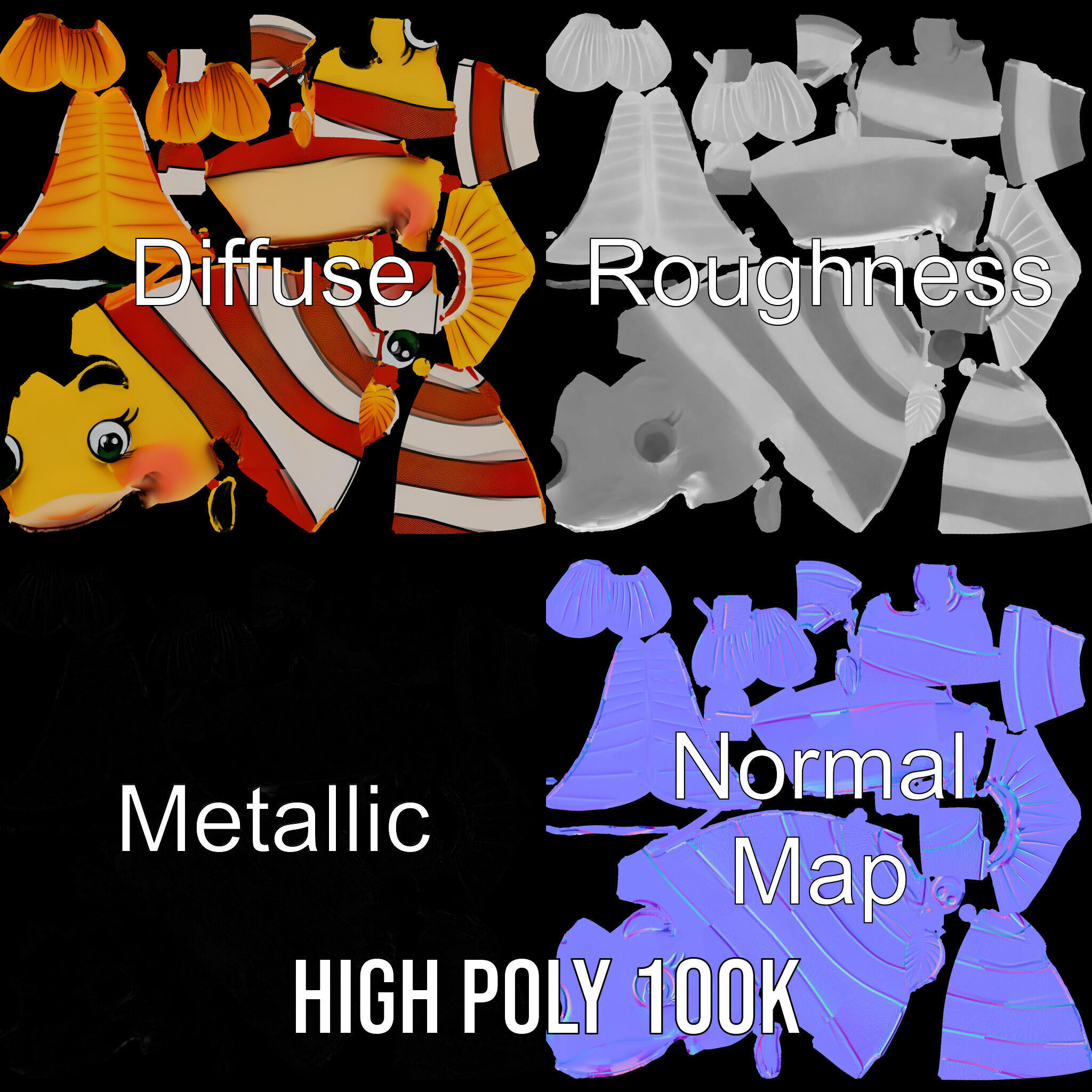 Animated Clownfish Character Model Pack for Games and Animation Low-poly 3D model_3