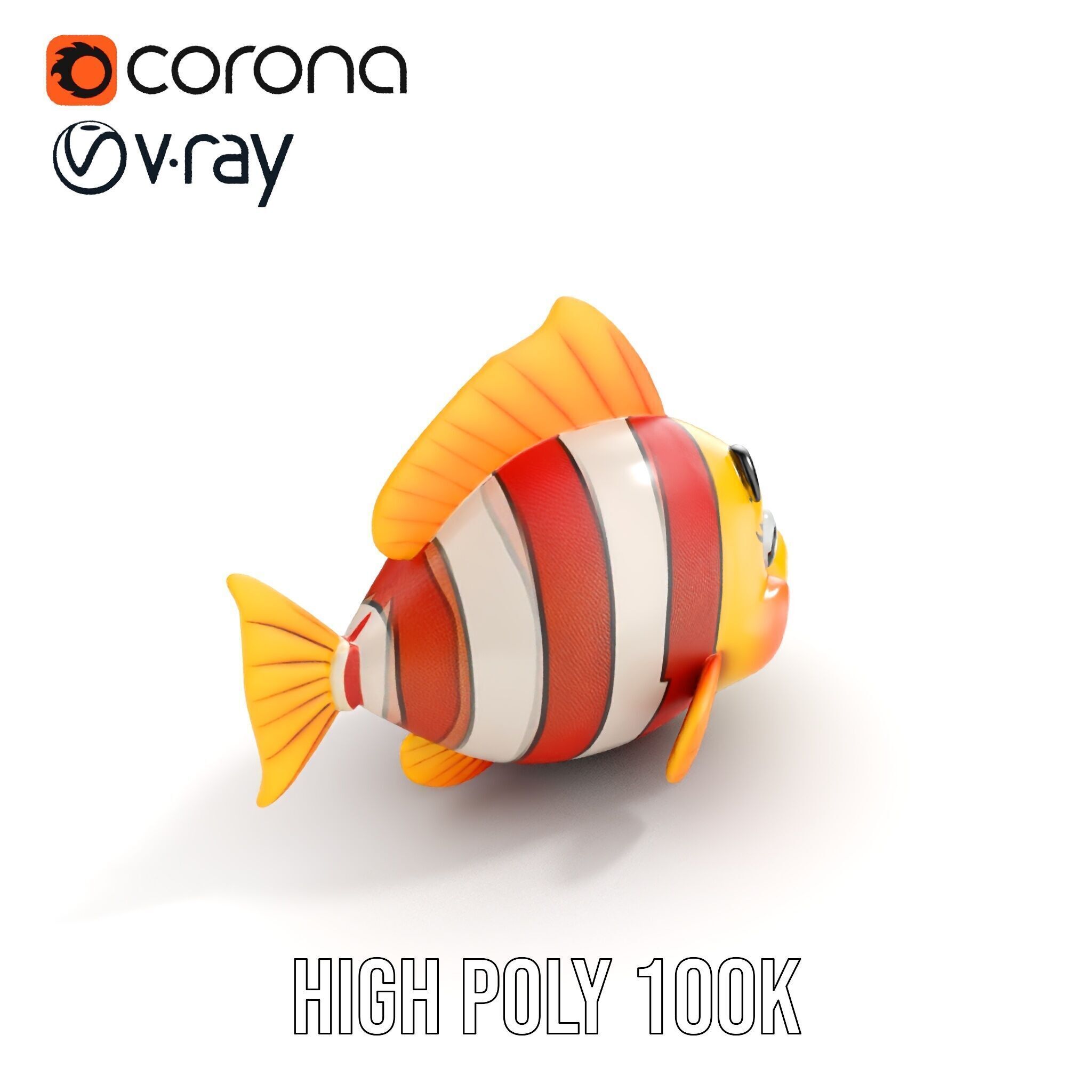 Animated Clownfish Character Model Pack for Games and Animation Low-poly 3D model_19