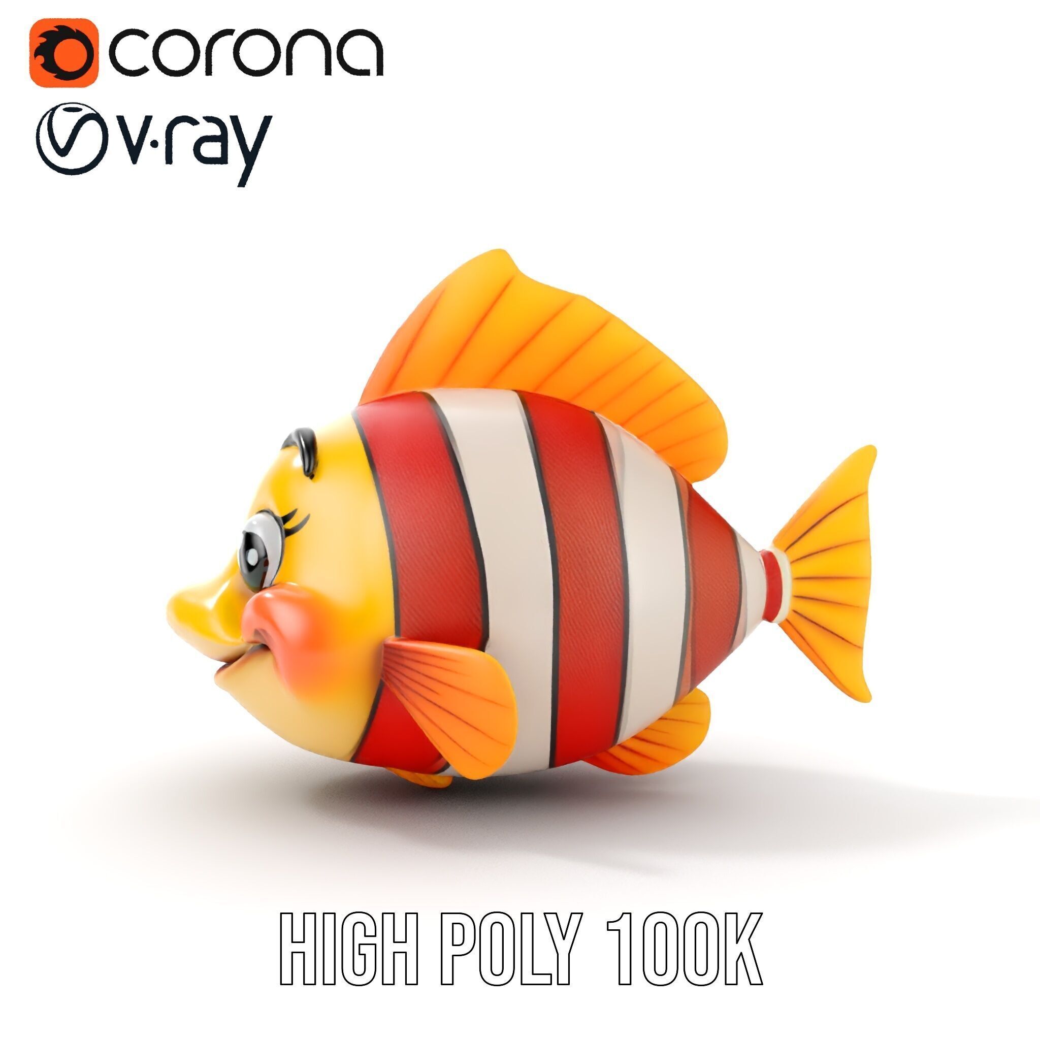Animated Clownfish Character Model Pack for Games and Animation Low-poly 3D model_35