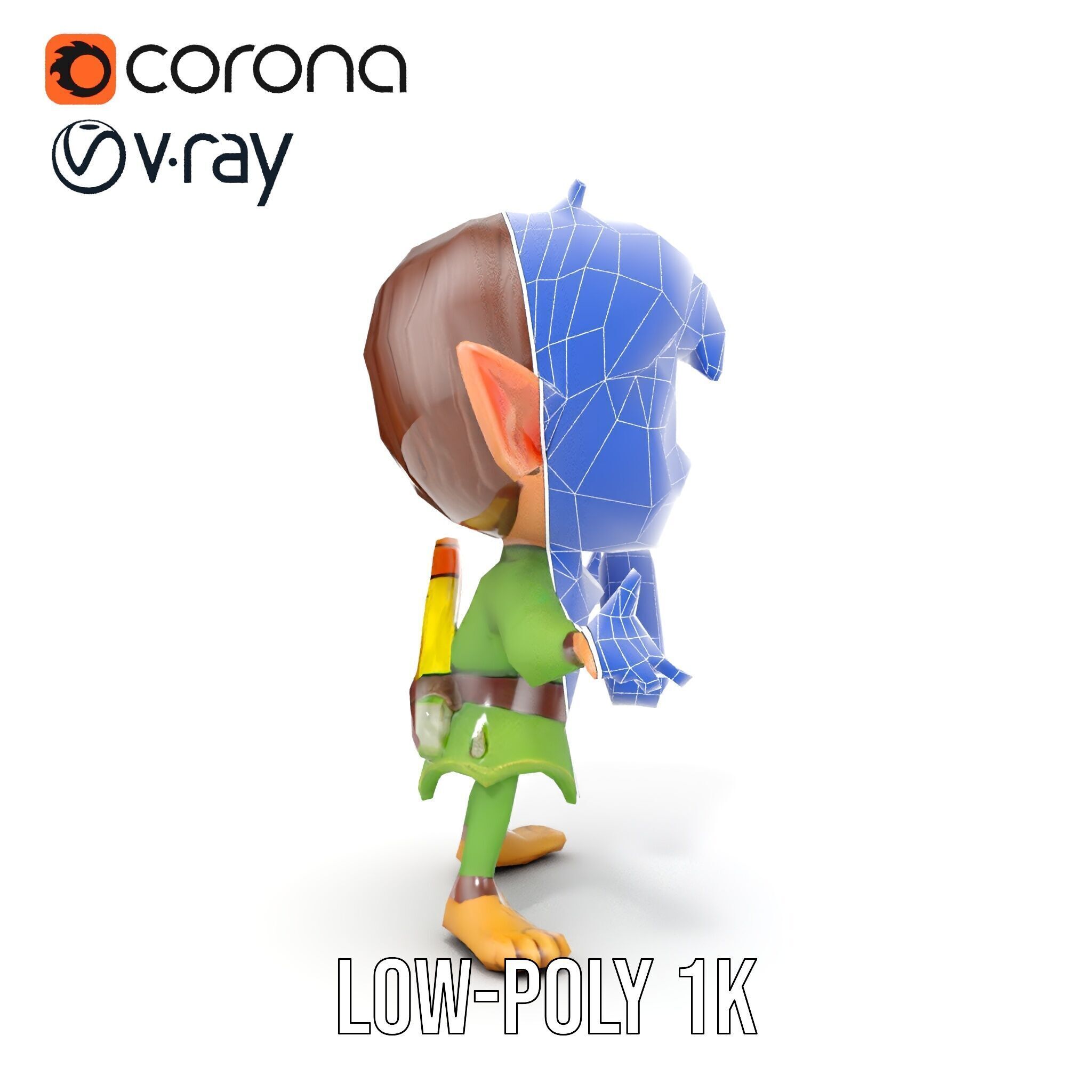 Charming Elf Explorer Rigged and Animated D Character Model Low-poly 3D model_18