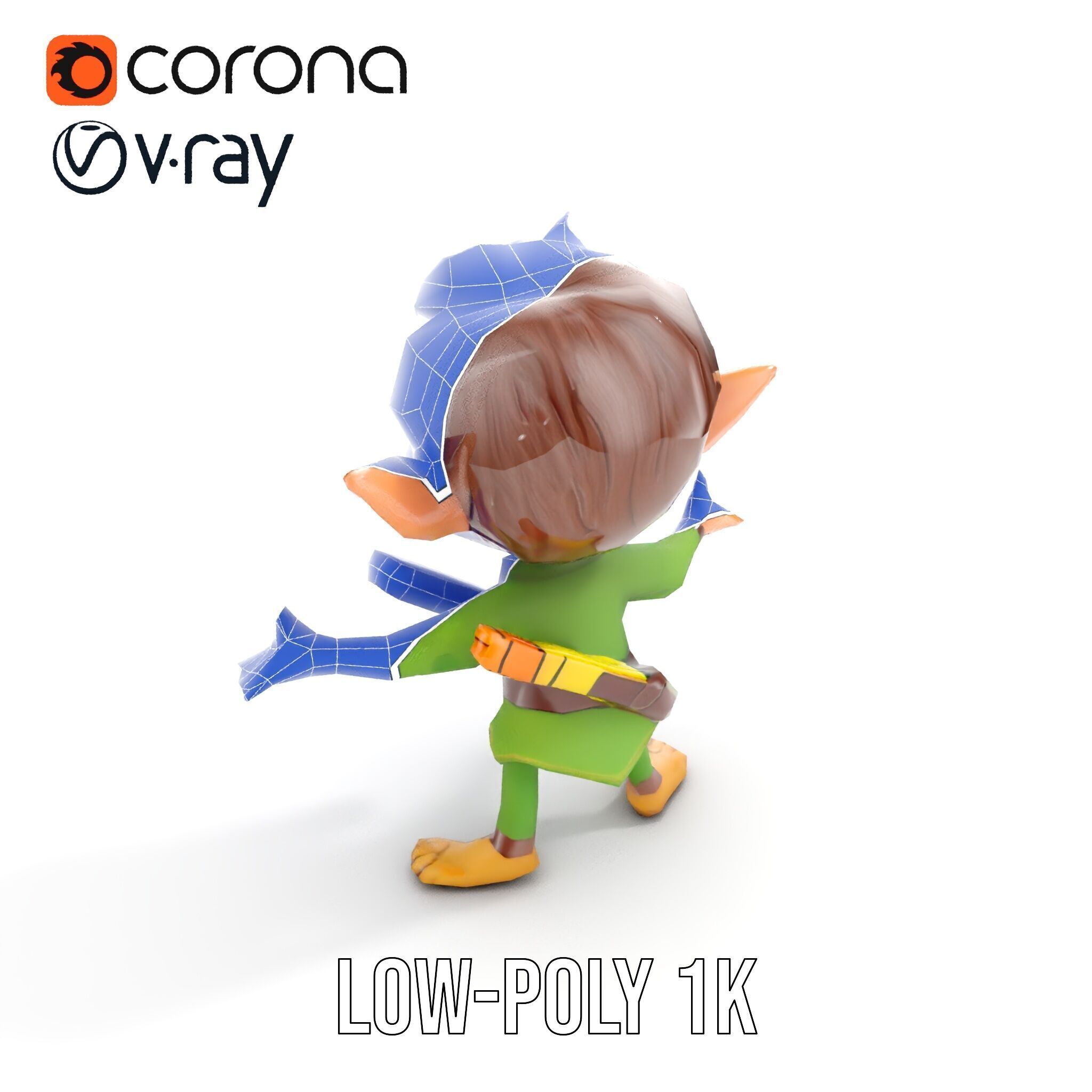 Charming Elf Explorer Rigged and Animated D Character Model Low-poly 3D model_29