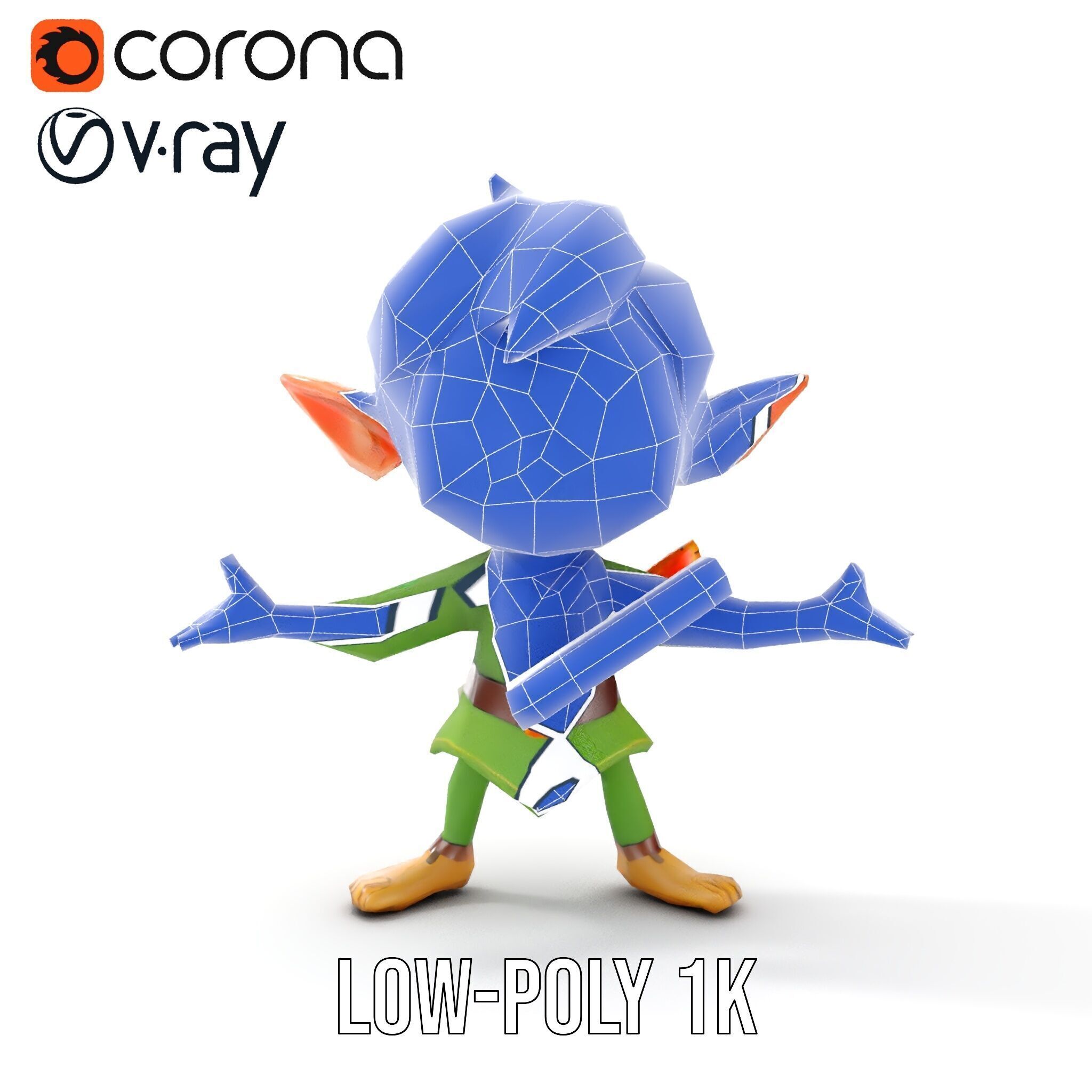 Charming Elf Explorer Rigged and Animated D Character Model Low-poly 3D model_26