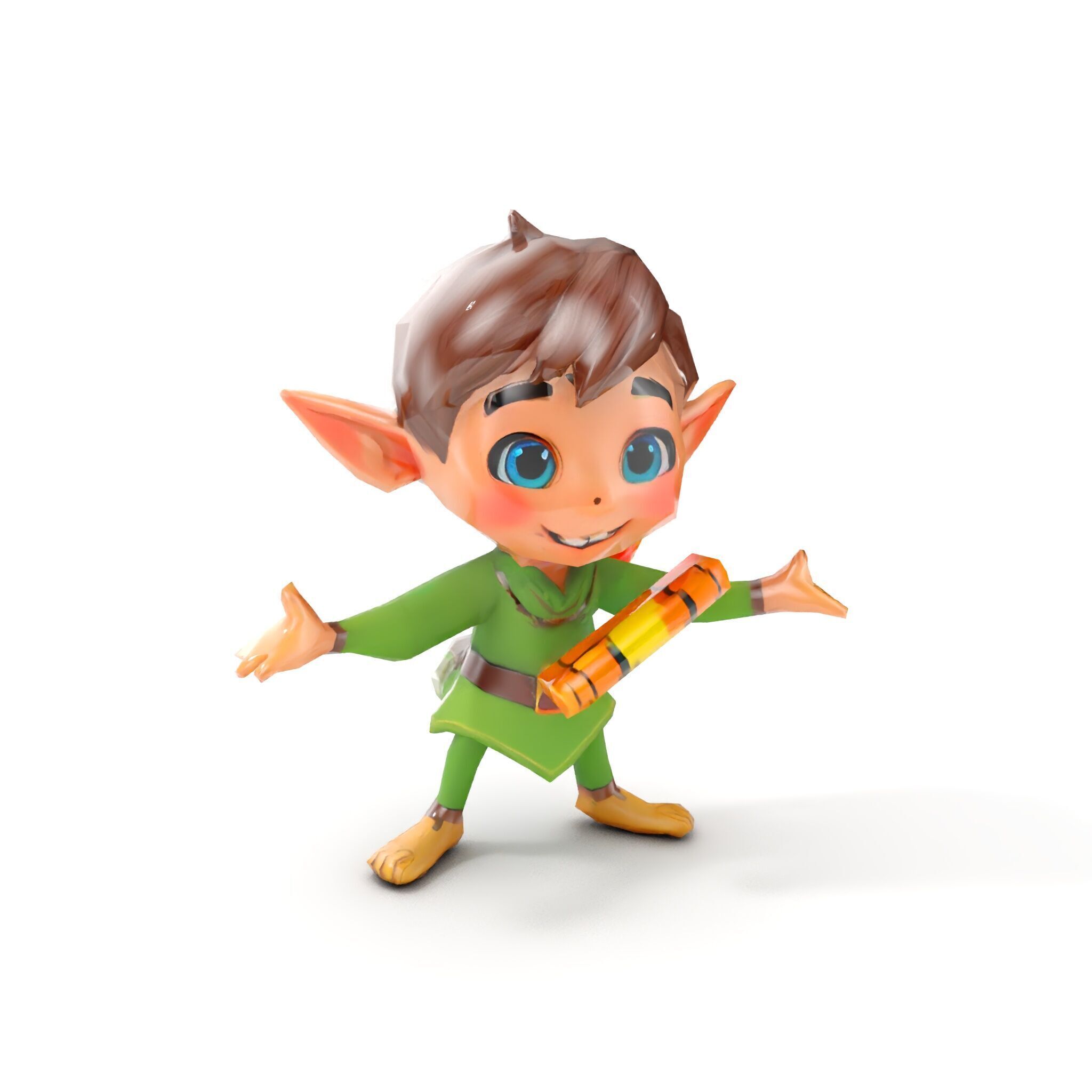 Charming Elf Explorer Rigged and Animated D Character Model Low-poly 3D model_10