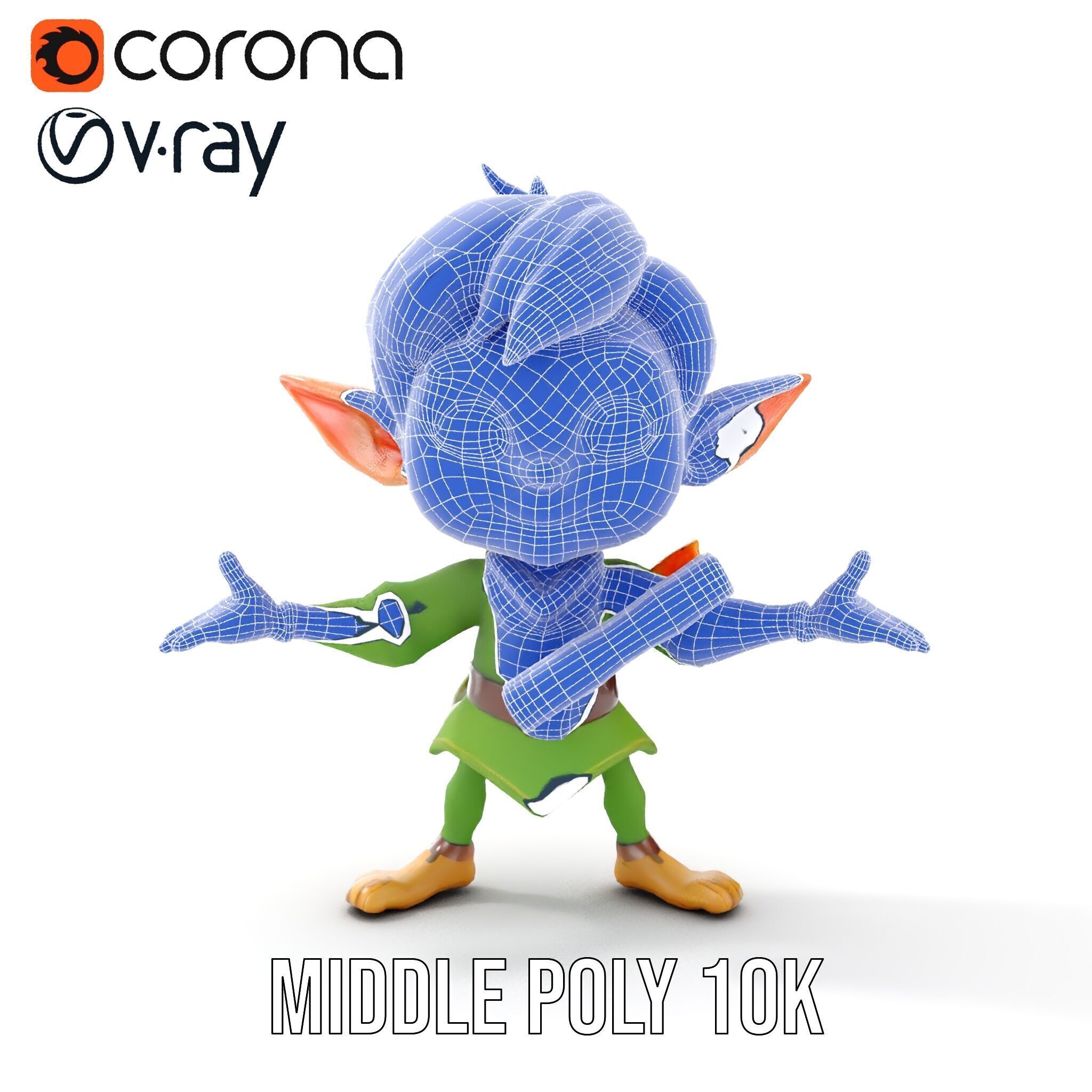 Charming Elf Explorer Rigged and Animated D Character Model Low-poly 3D model_34