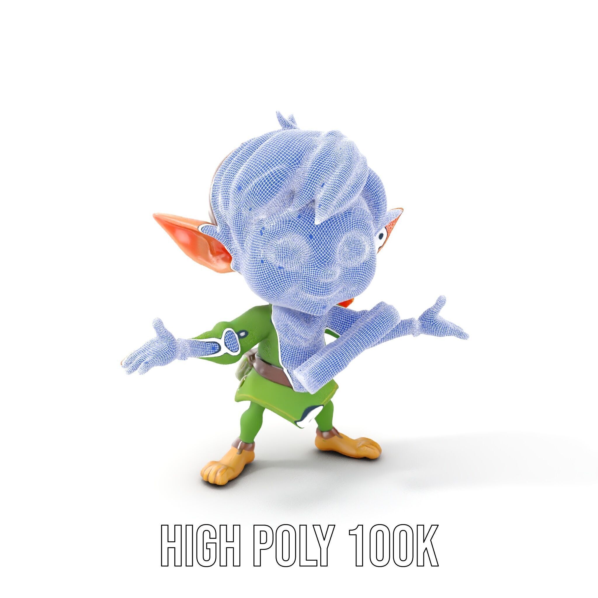 Charming Elf Explorer Rigged and Animated D Character Model Low-poly 3D model_4