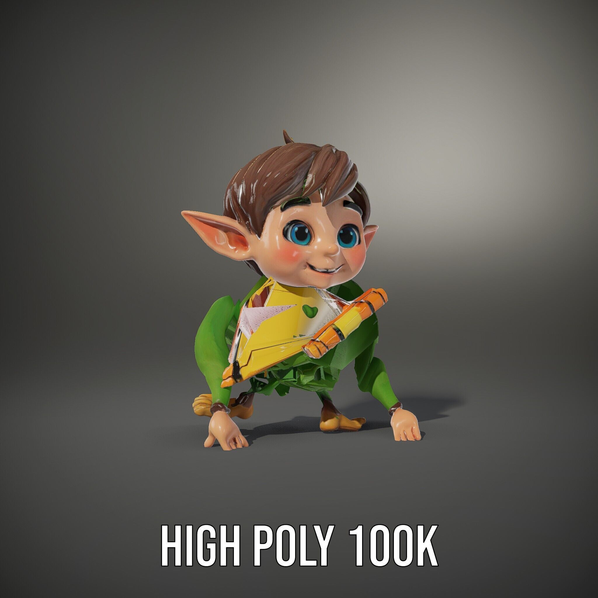 Charming Elf Explorer Rigged and Animated D Character Model Low-poly 3D model_8