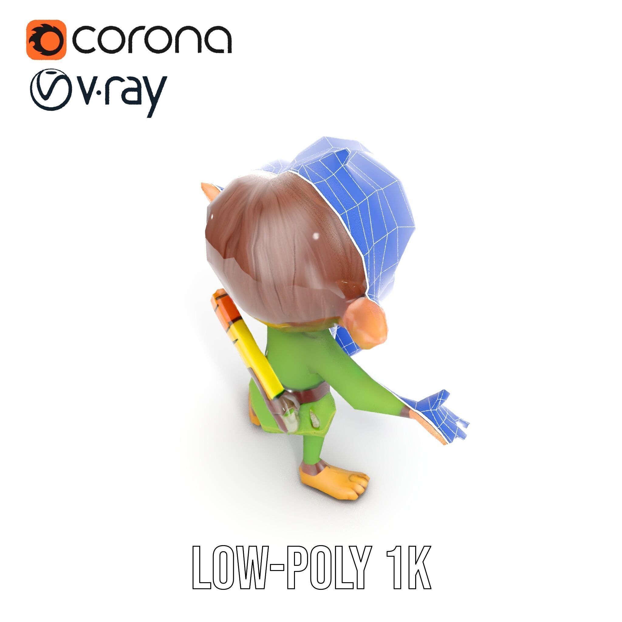 Charming Elf Explorer Rigged and Animated D Character Model Low-poly 3D model_32