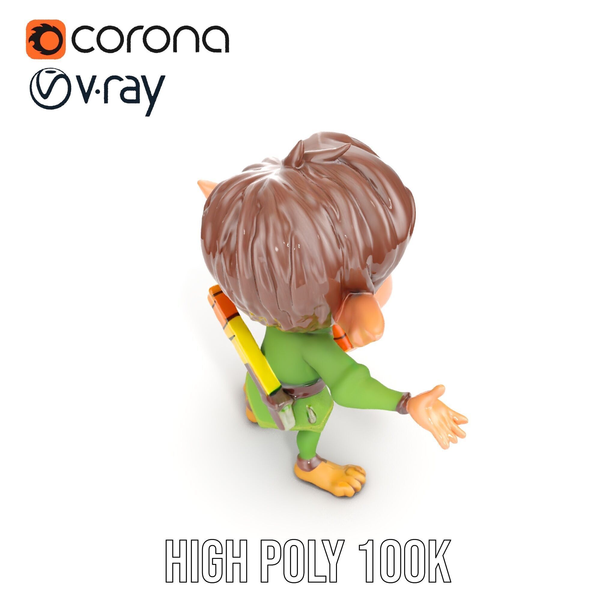 Charming Elf Explorer Rigged and Animated D Character Model Low-poly 3D model_19