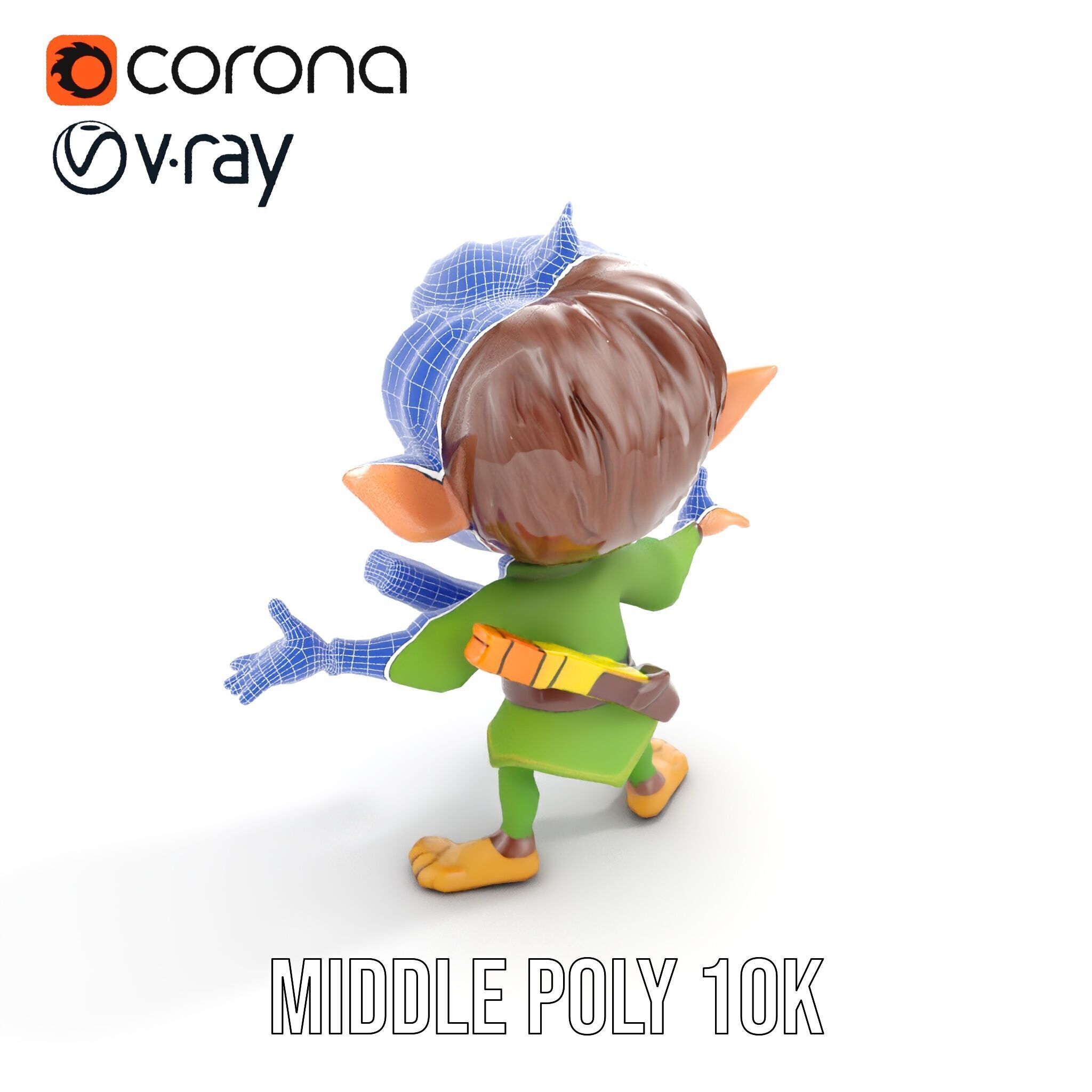 Charming Elf Explorer Rigged and Animated D Character Model Low-poly 3D model_28