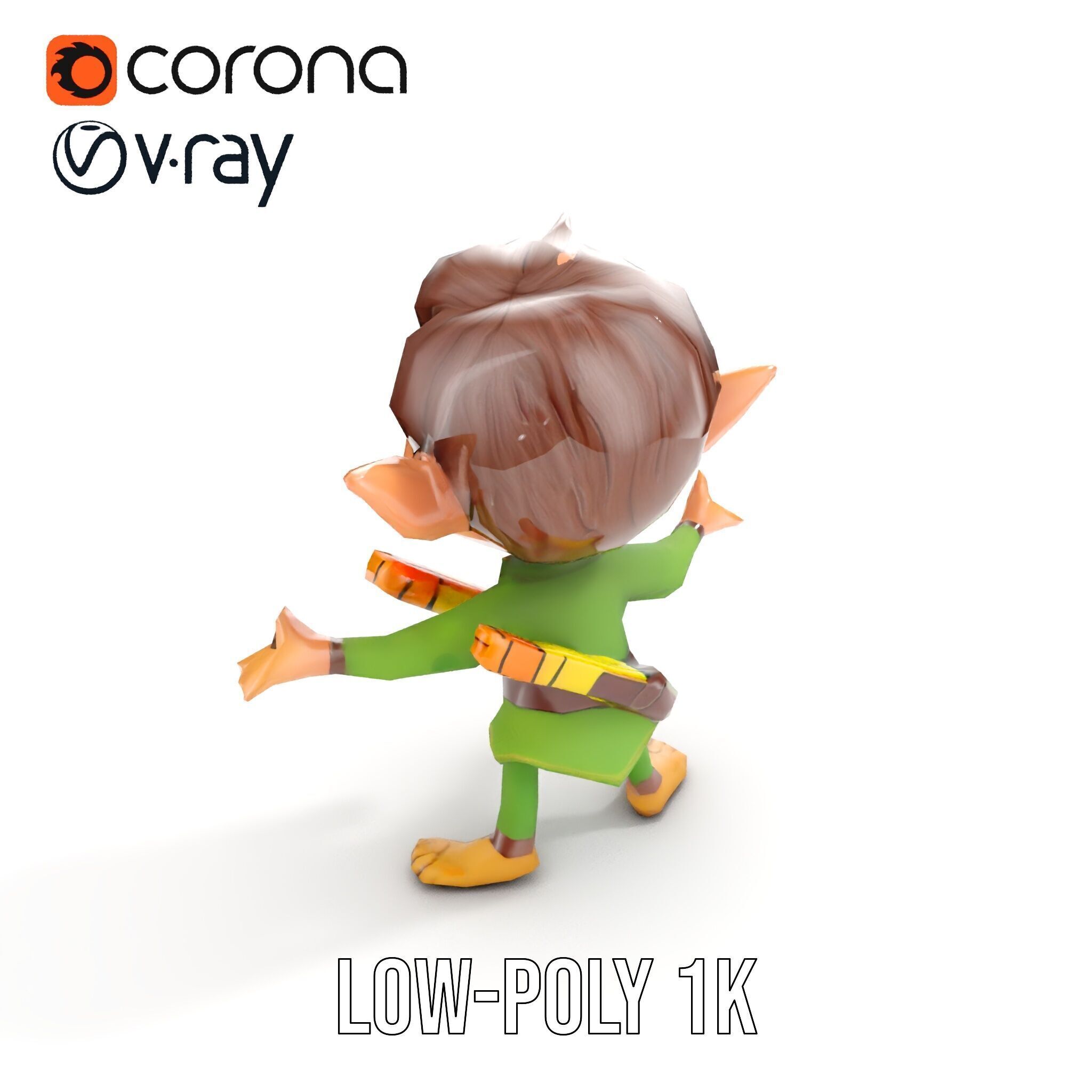 Charming Elf Explorer Rigged and Animated D Character Model Low-poly 3D model_7