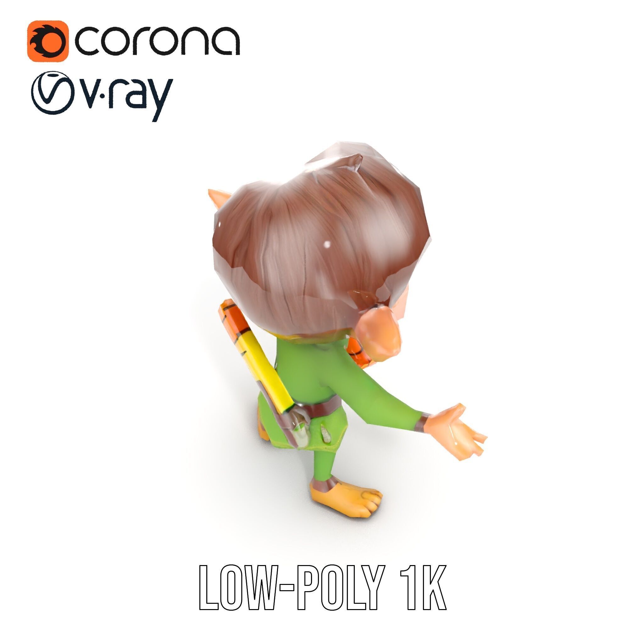 Charming Elf Explorer Rigged and Animated D Character Model Low-poly 3D model_16