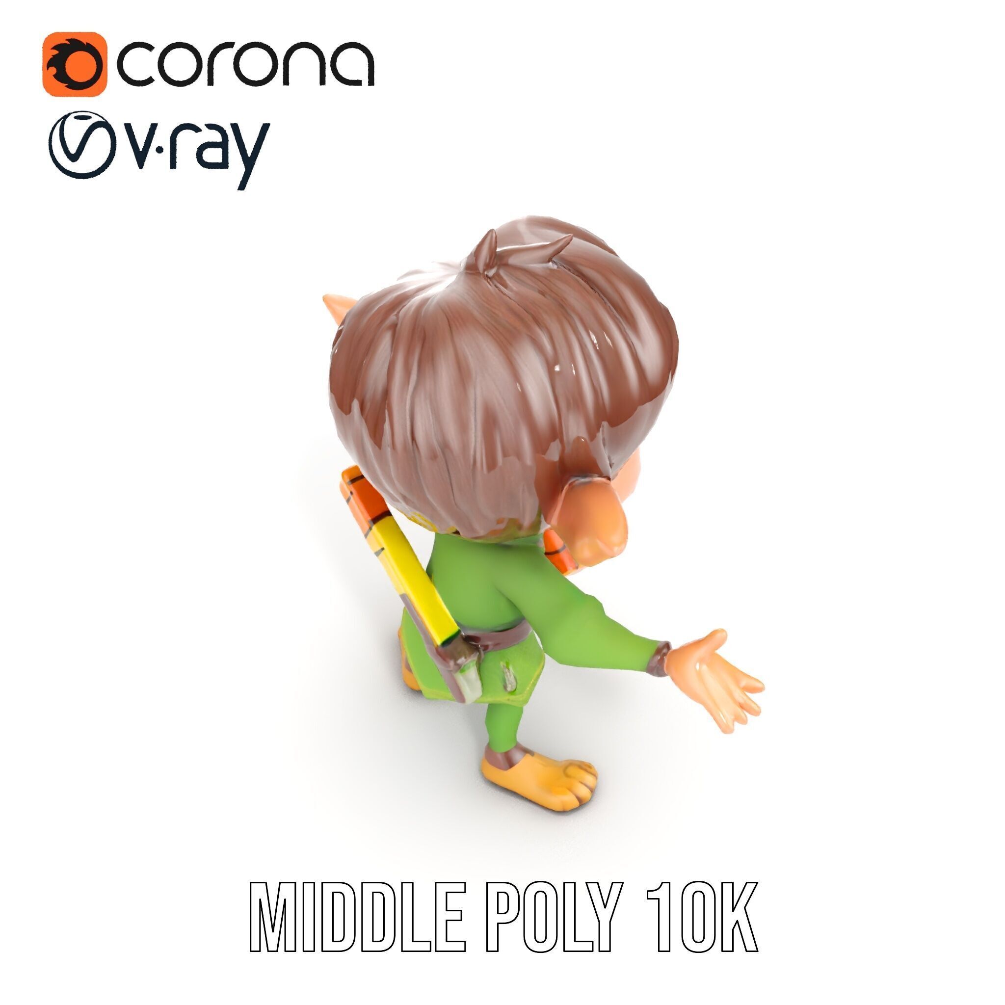 Charming Elf Explorer Rigged and Animated D Character Model Low-poly 3D model_17