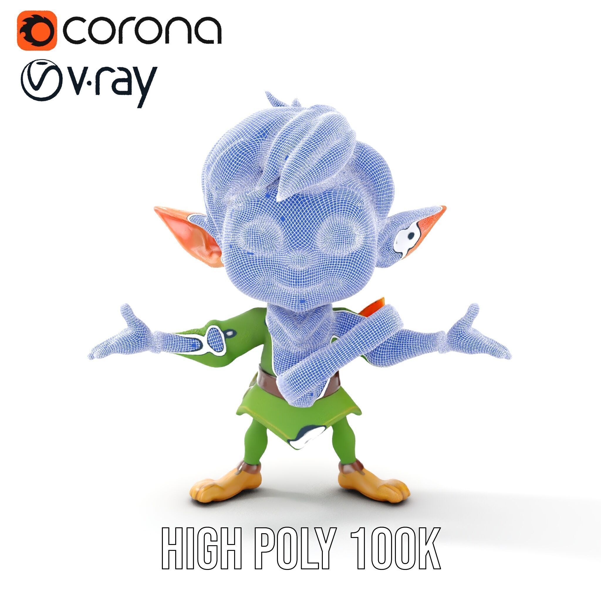 Charming Elf Explorer Rigged and Animated D Character Model Low-poly 3D model_33