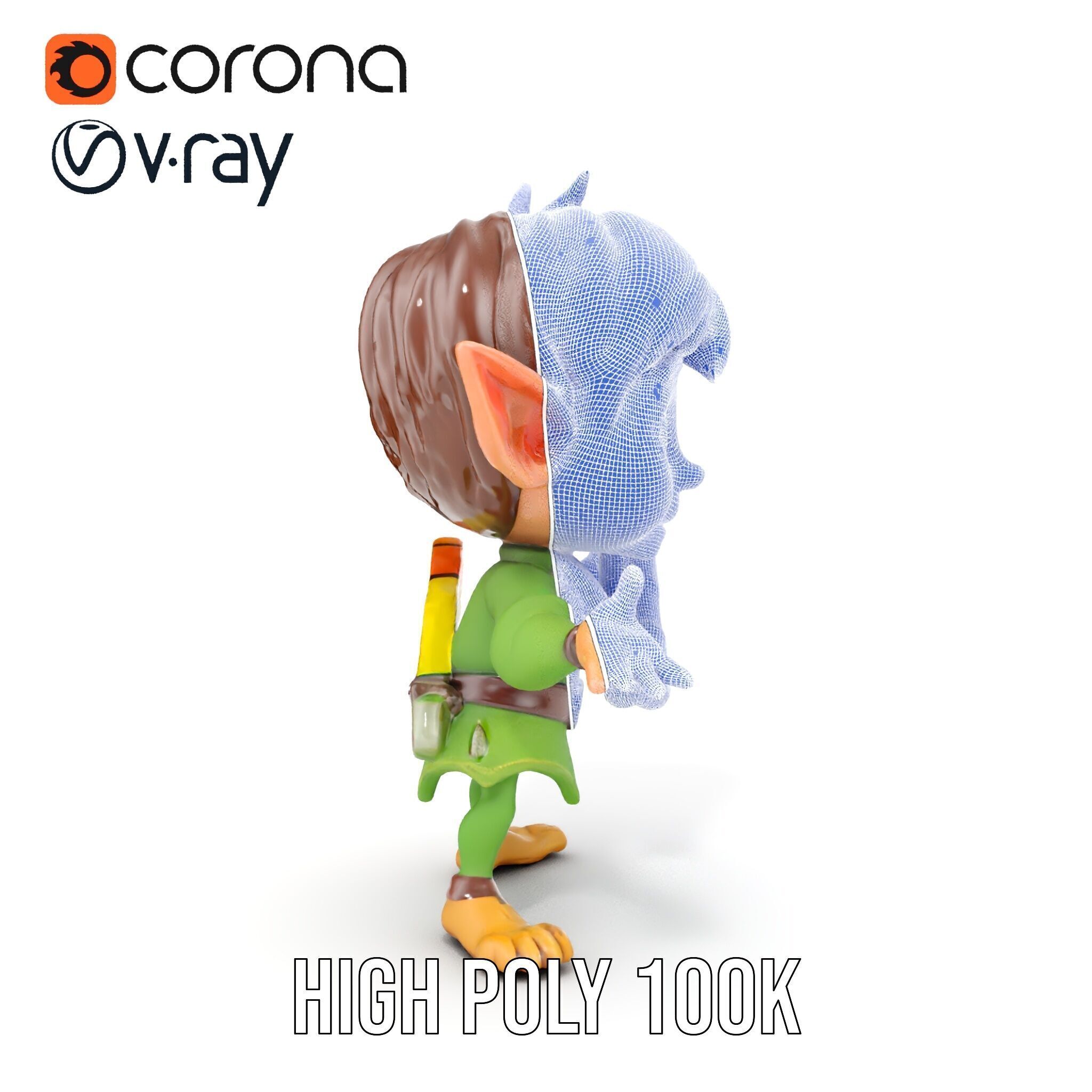 Charming Elf Explorer Rigged and Animated D Character Model Low-poly 3D model_39