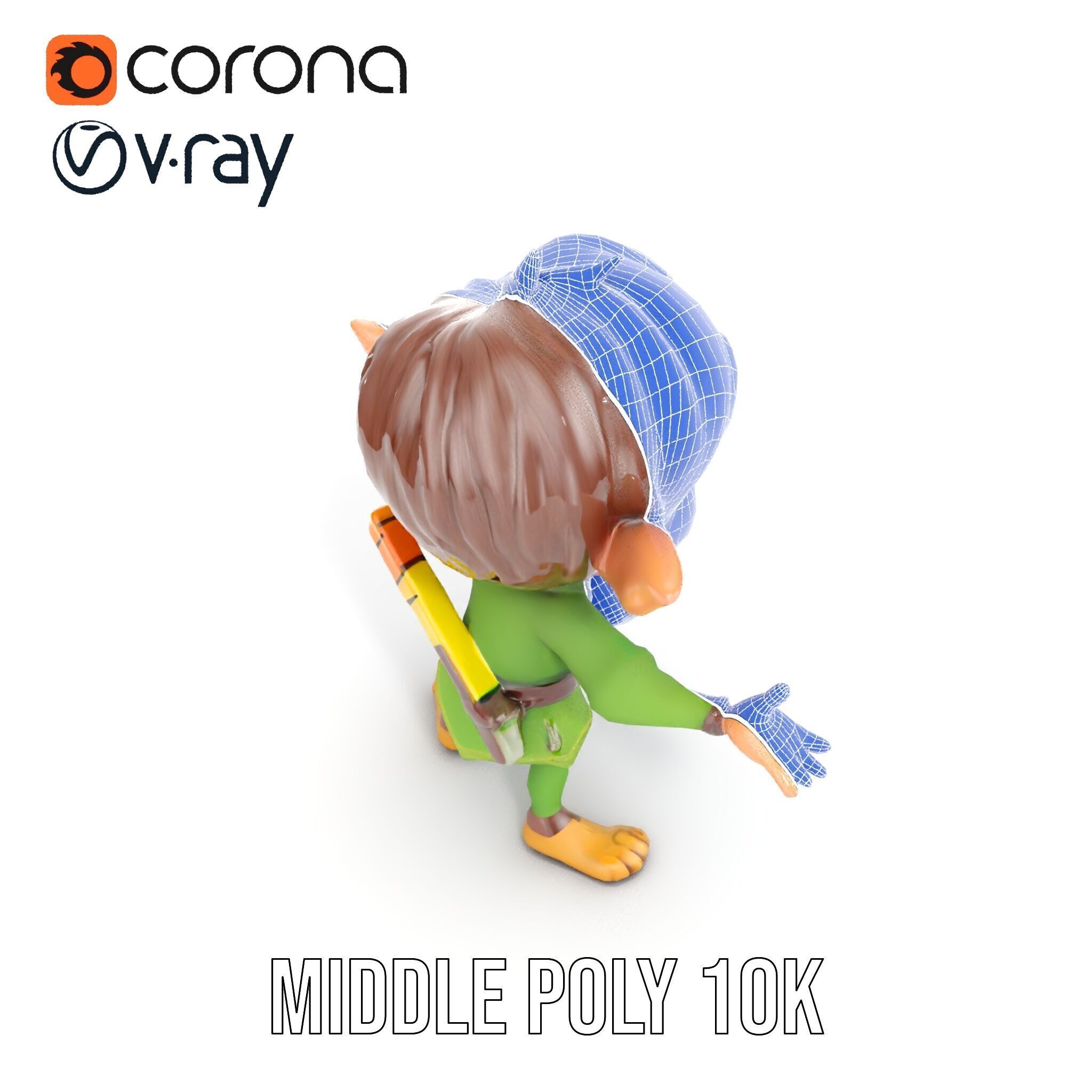 Charming Elf Explorer Rigged and Animated D Character Model Low-poly 3D model_31