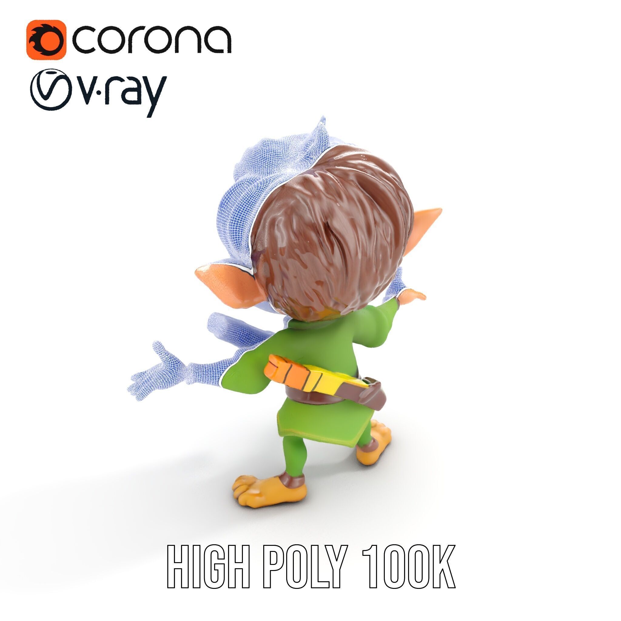 Charming Elf Explorer Rigged and Animated D Character Model Low-poly 3D model_37