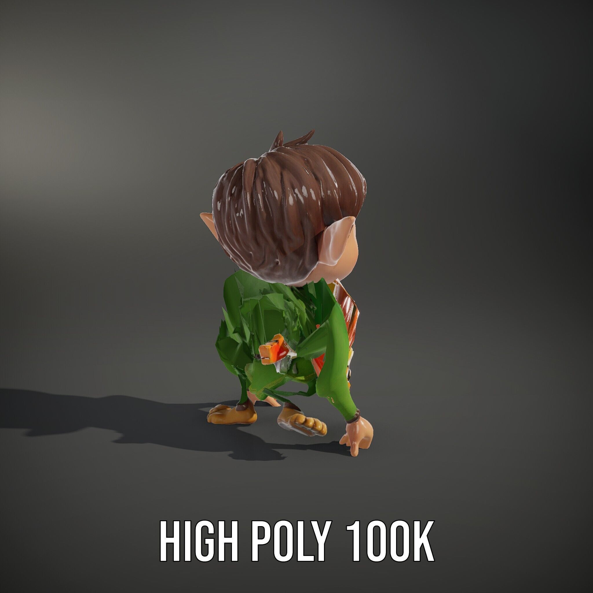 Charming Elf Explorer Rigged and Animated D Character Model Low-poly 3D model_14