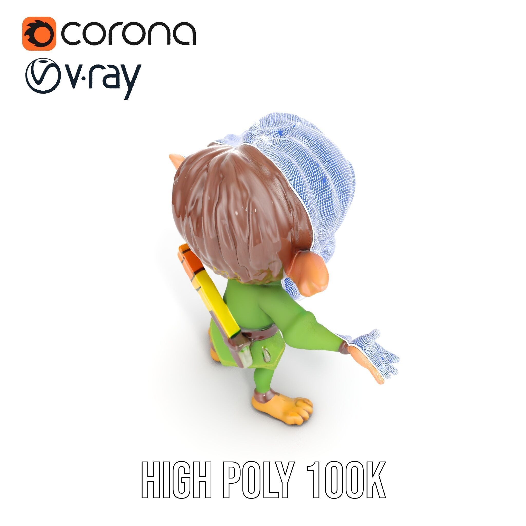 Charming Elf Explorer Rigged and Animated D Character Model Low-poly 3D model_40