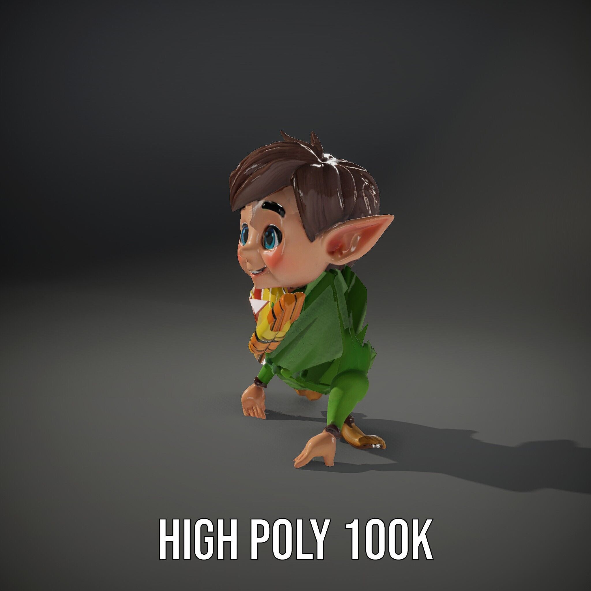 Charming Elf Explorer Rigged and Animated D Character Model Low-poly 3D model_11