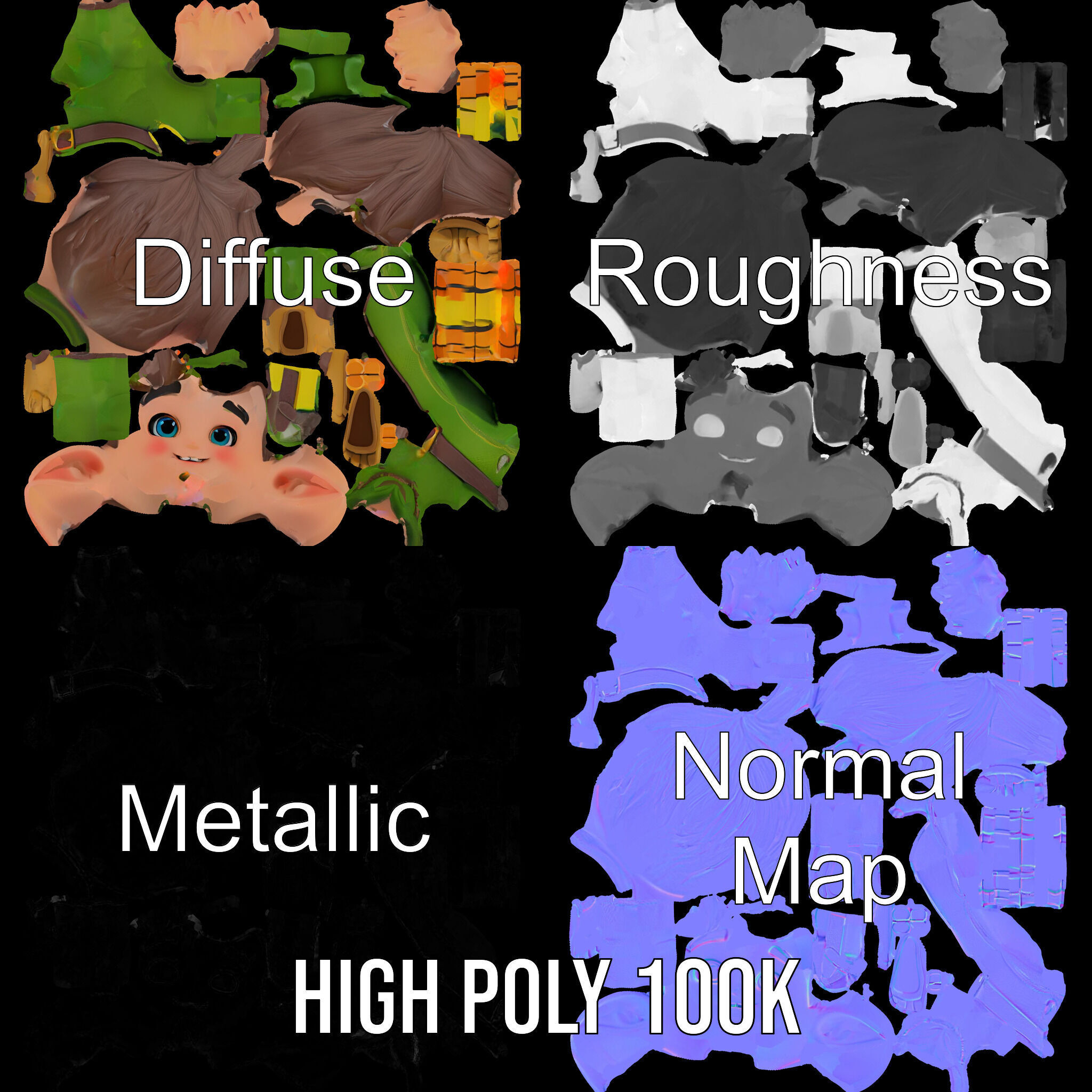 Charming Elf Explorer Rigged and Animated D Character Model Low-poly 3D model_3