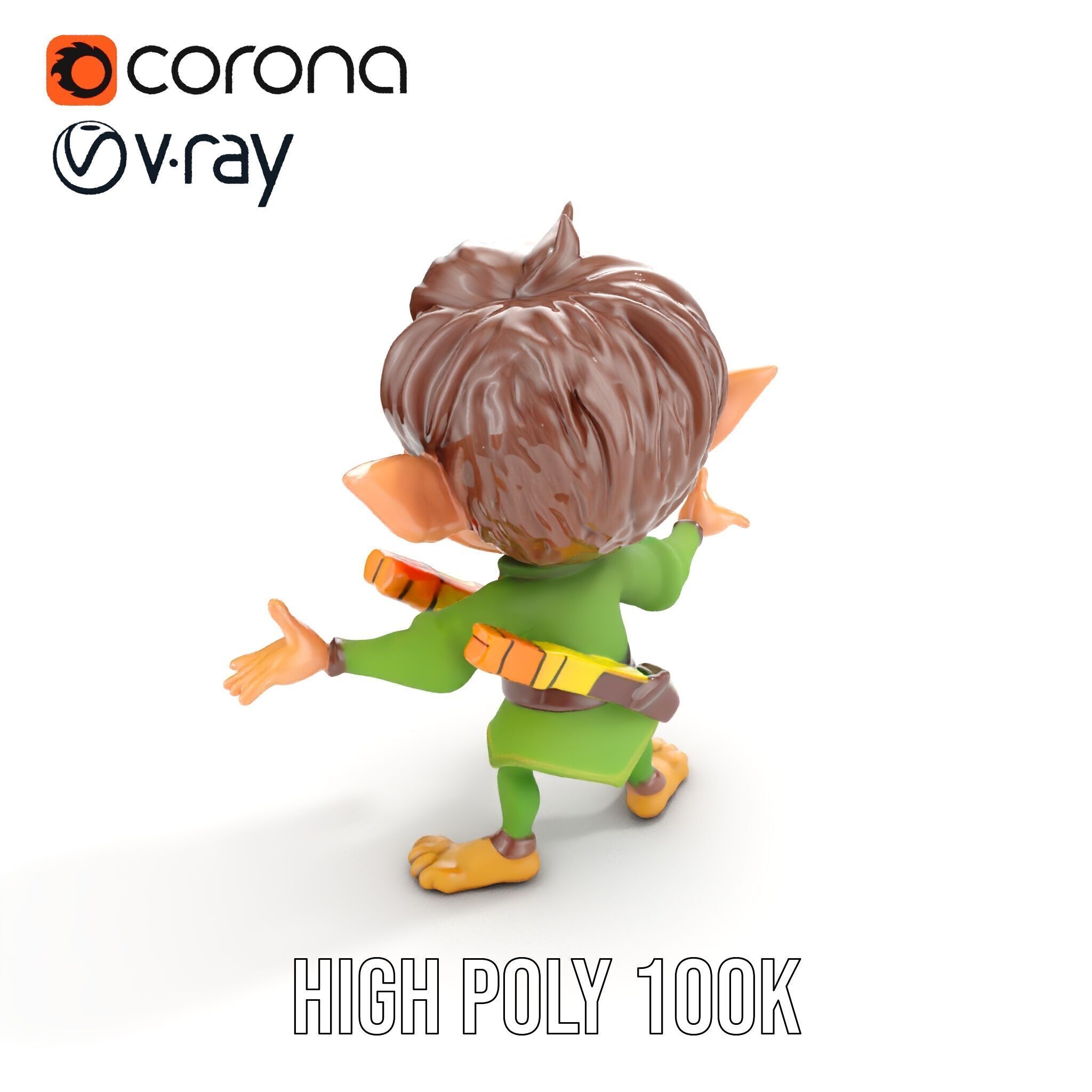 Charming Elf Explorer Rigged and Animated D Character Model Low-poly 3D model_22