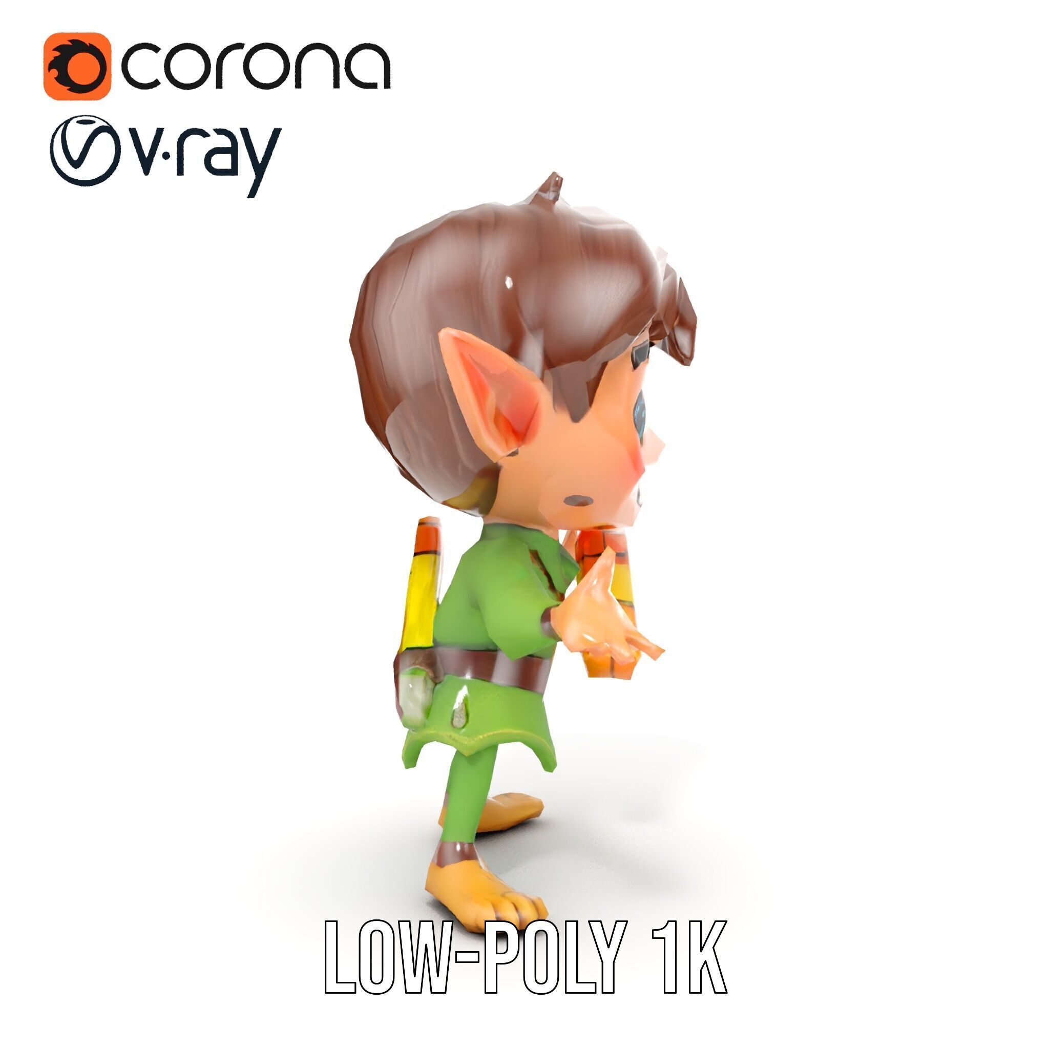 Charming Elf Explorer Rigged and Animated D Character Model Low-poly 3D model_24