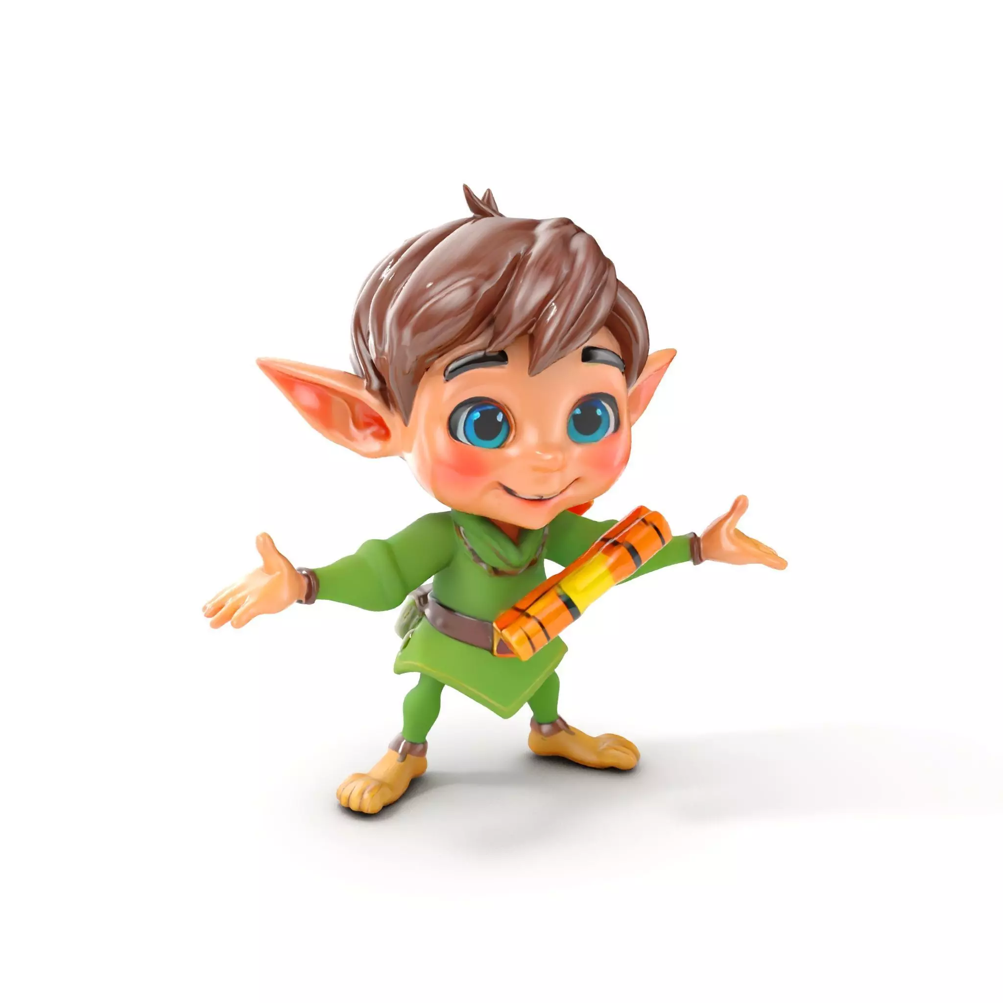 Charming Elf Explorer Rigged and Animated D Character Model Low-poly 3D model_0