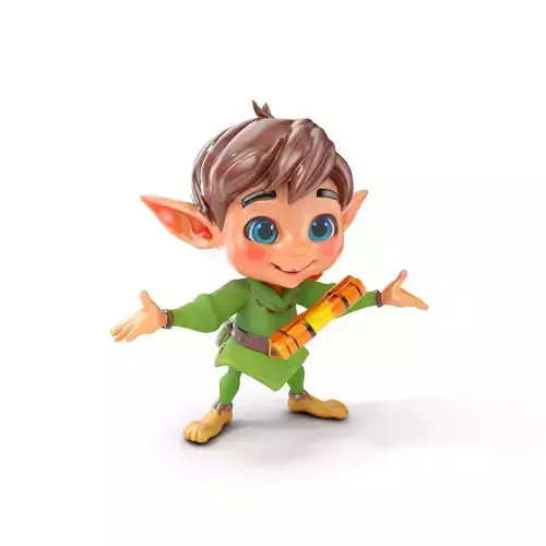 Charming Elf Explorer Rigged and Animated D Character Model Low-poly 3D model