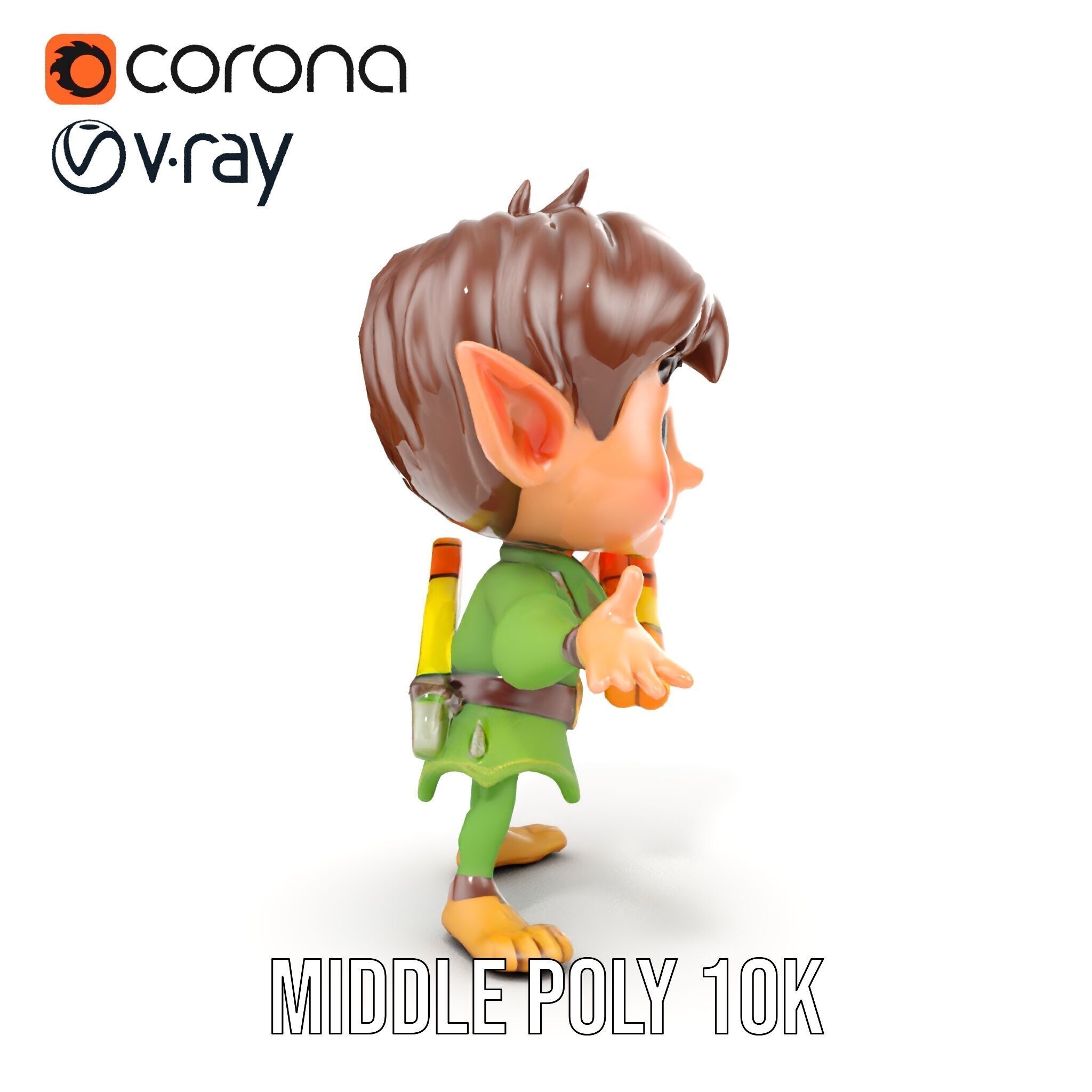 Charming Elf Explorer Rigged and Animated D Character Model Low-poly 3D model_20