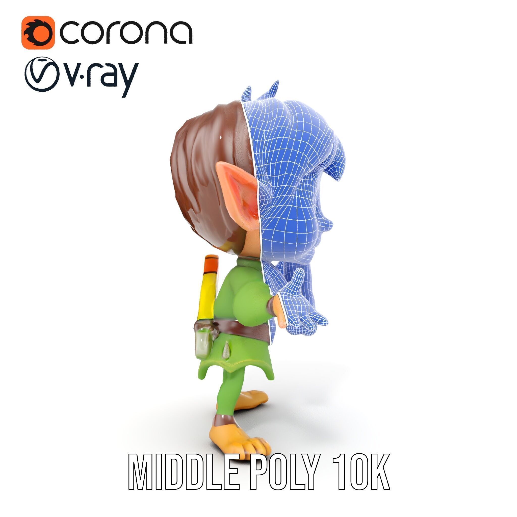 Charming Elf Explorer Rigged and Animated D Character Model Low-poly 3D model_36