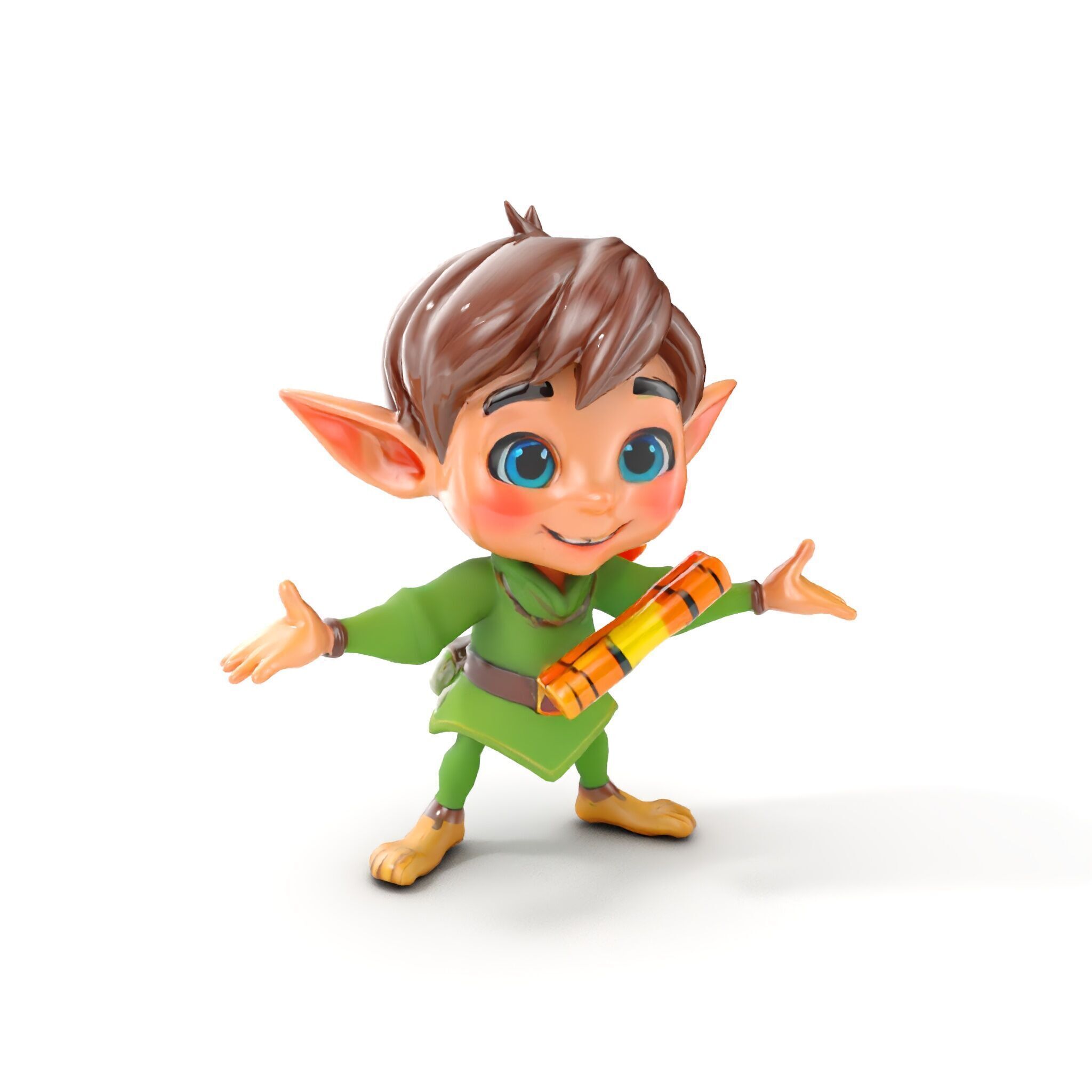 Charming Elf Explorer Rigged and Animated D Character Model Low-poly 3D model_23