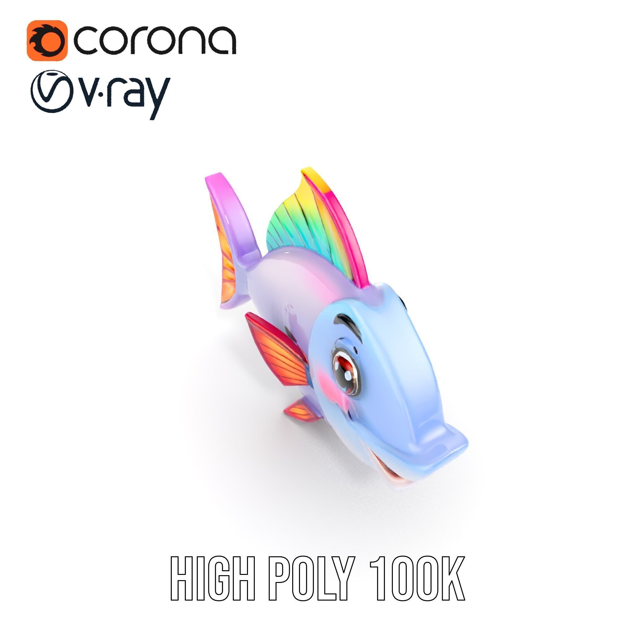Colorful Cartoon Fish Model Pack with Animations Low-poly 3D model_23