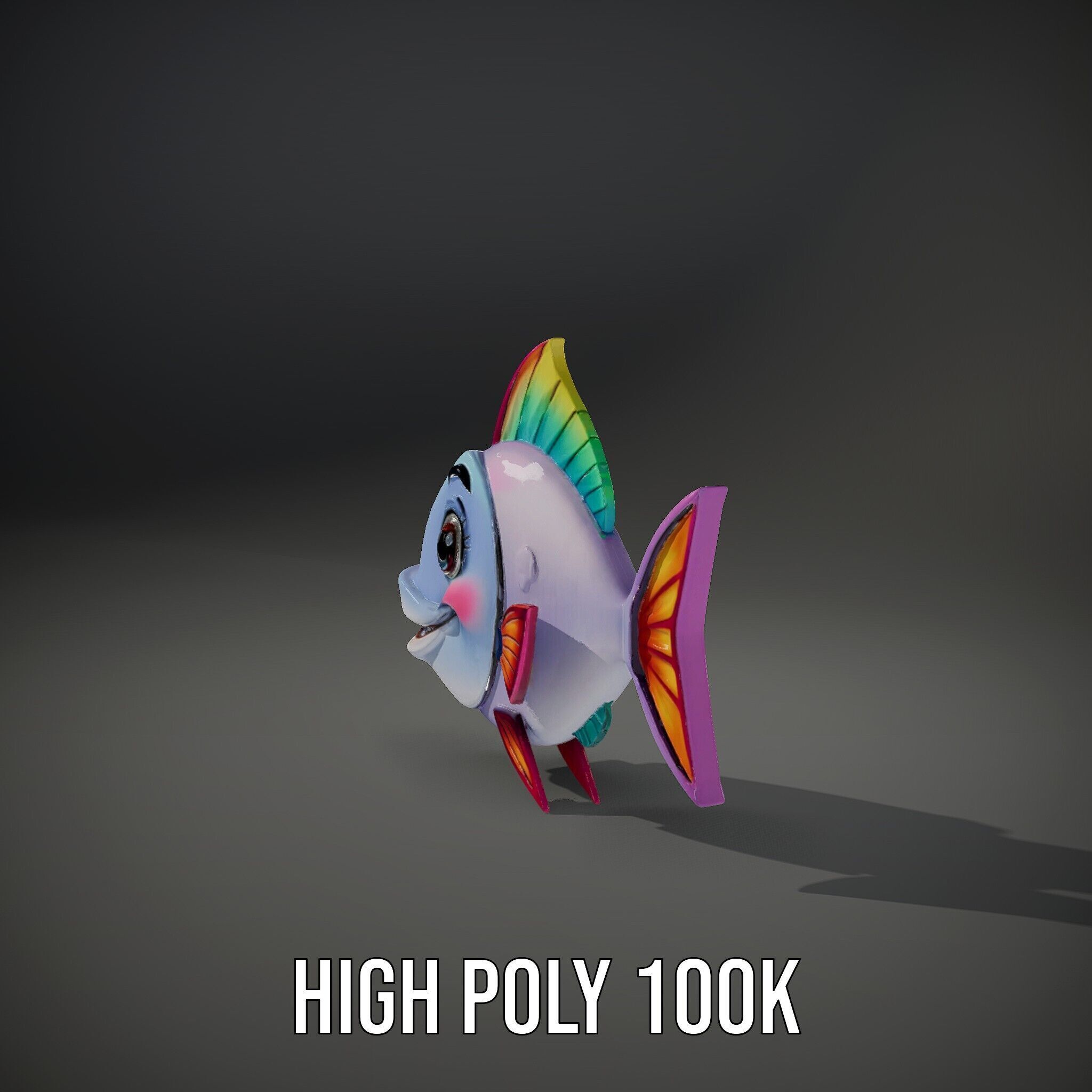 Colorful Cartoon Fish Model Pack with Animations Low-poly 3D model_11