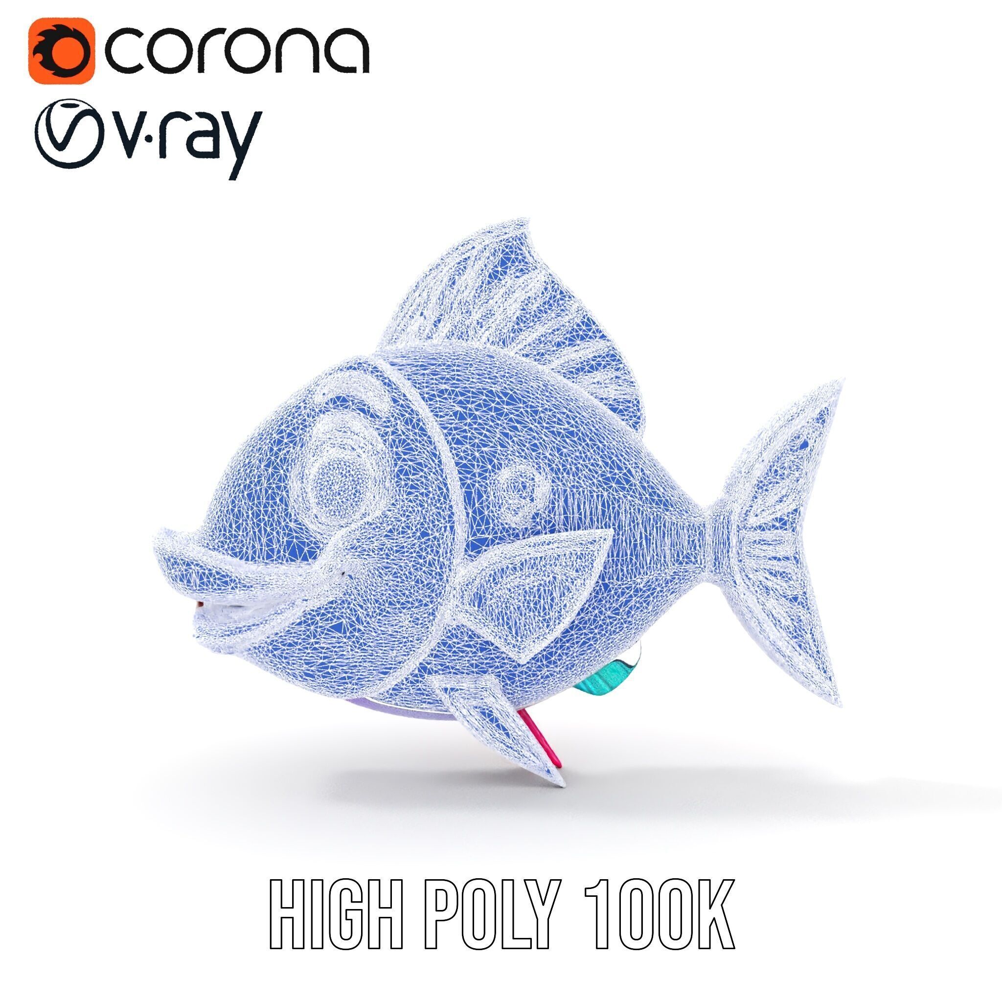 Colorful Cartoon Fish Model Pack with Animations Low-poly 3D model_37
