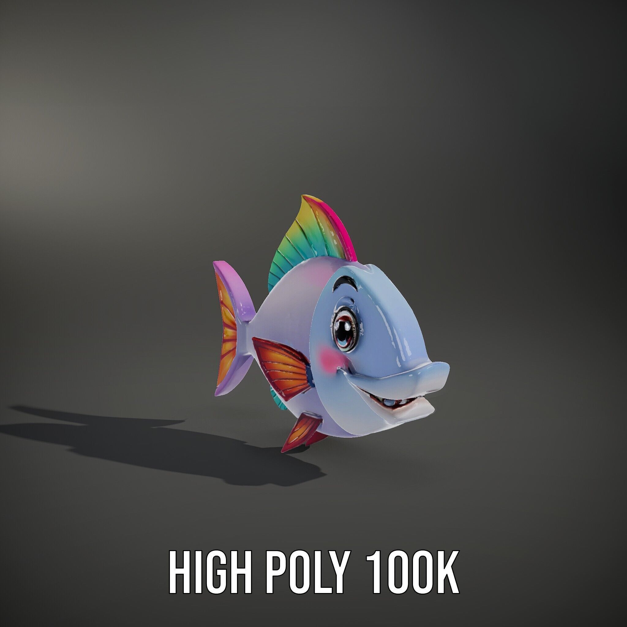 Colorful Cartoon Fish Model Pack with Animations Low-poly 3D model_14