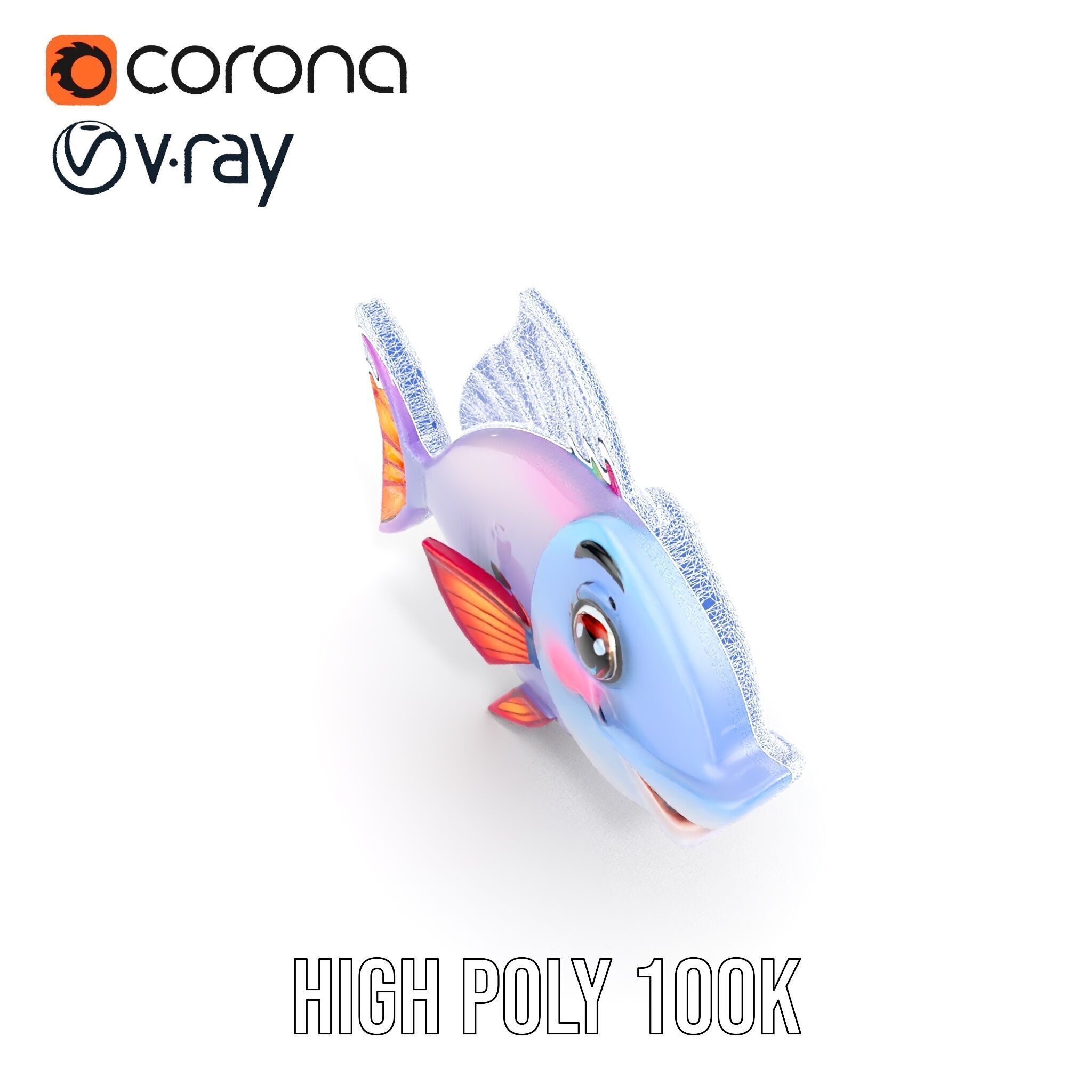 Colorful Cartoon Fish Model Pack with Animations Low-poly 3D model_31