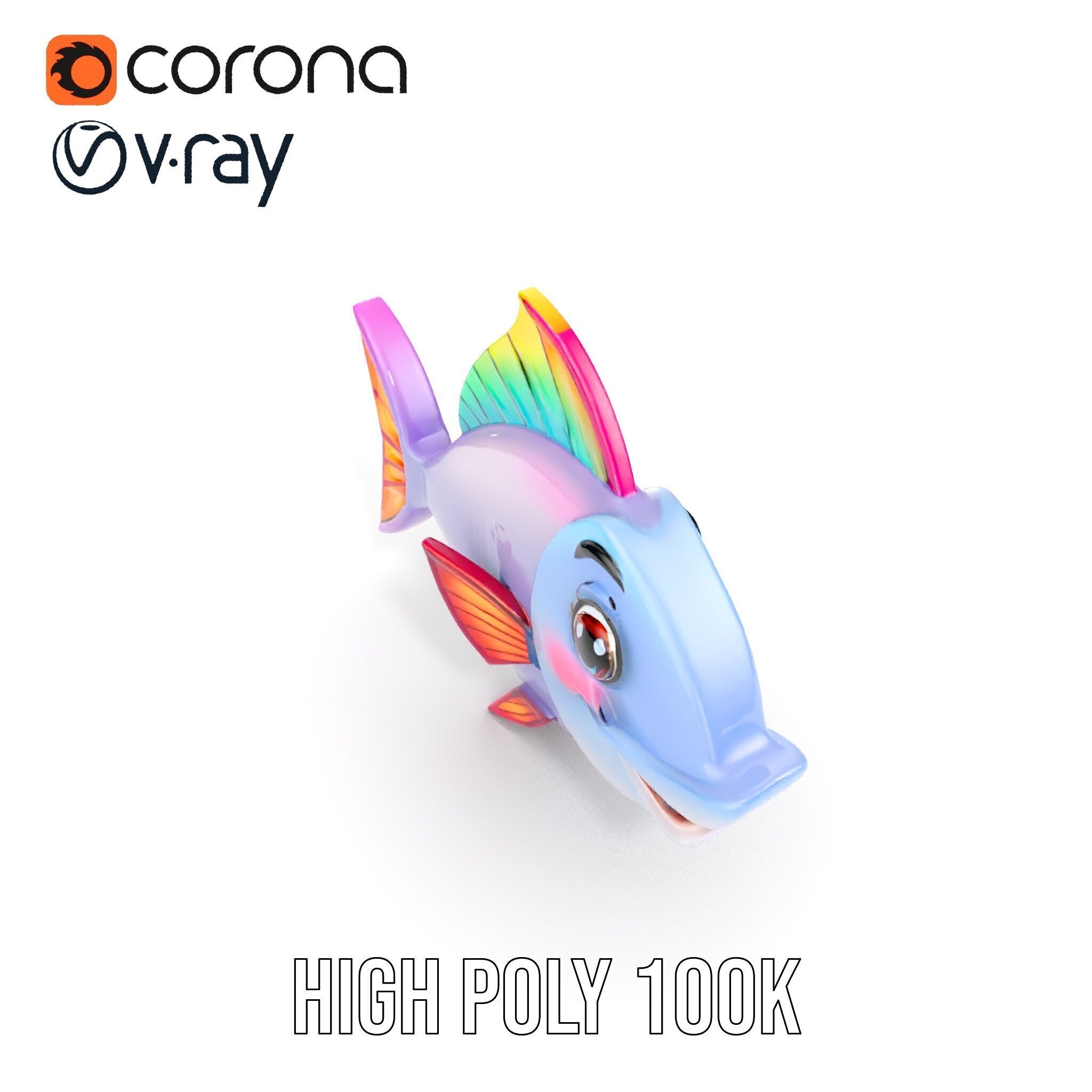 Colorful Cartoon Fish Model Pack with Animations Low-poly 3D model_19