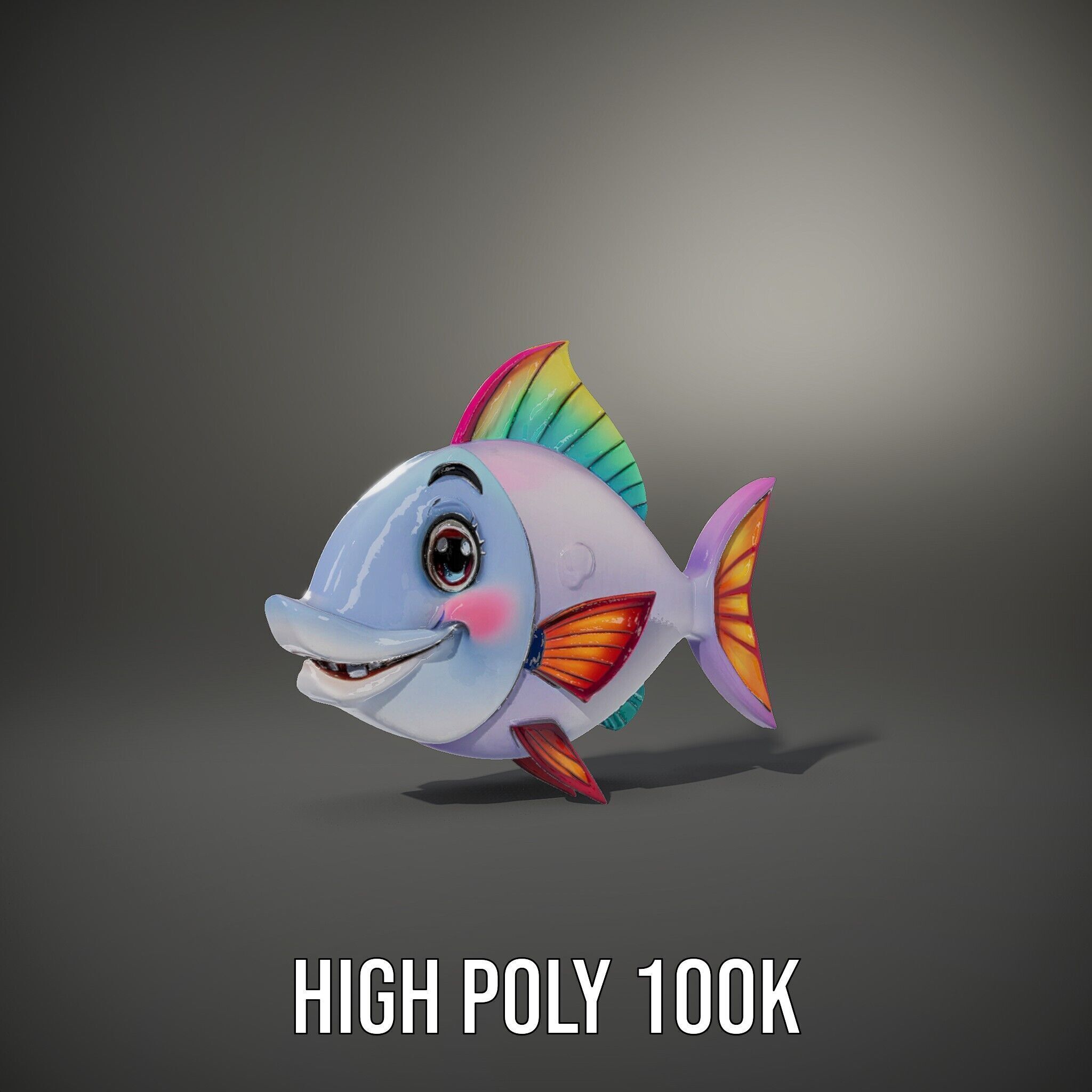 Colorful Cartoon Fish Model Pack with Animations Low-poly 3D model_8