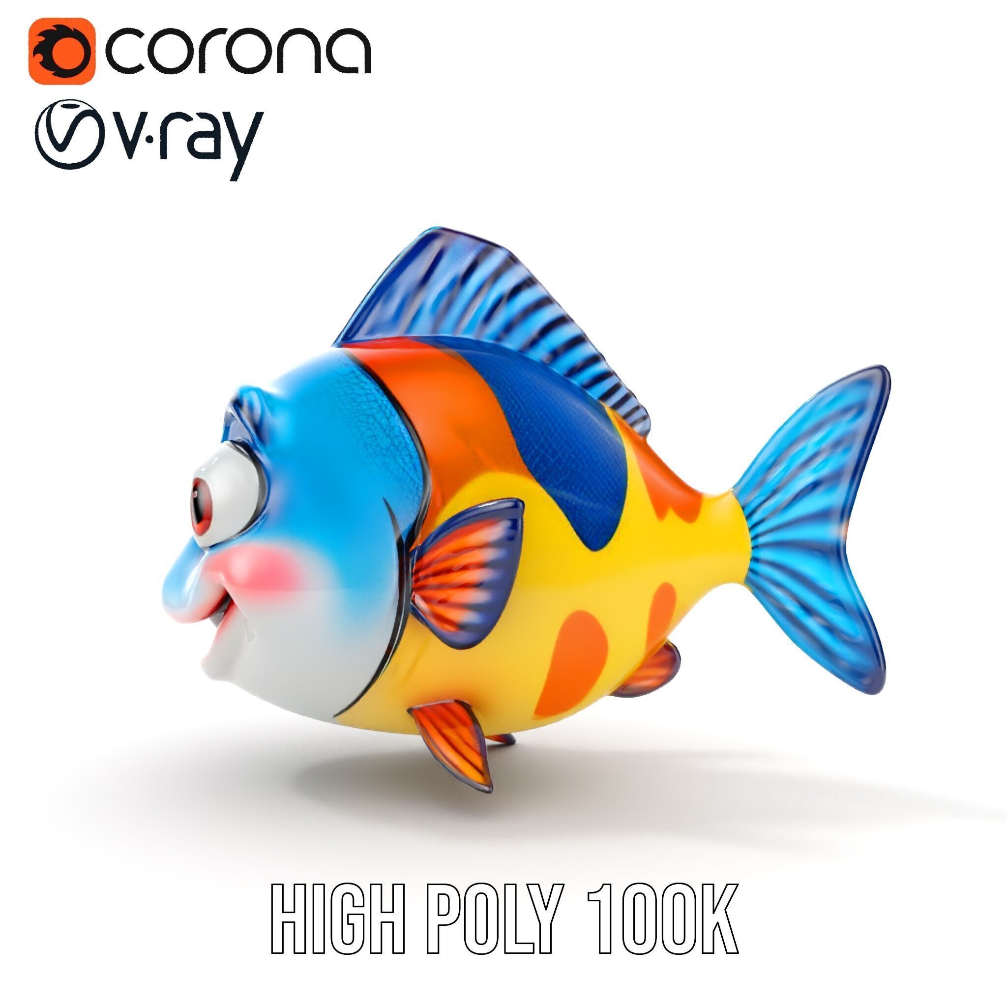 Cartoon Fish Character Model Pack Low-poly 3D model_35