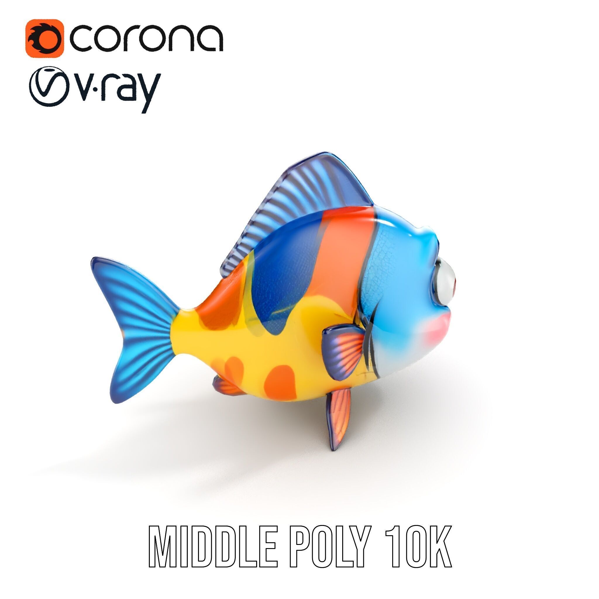Cartoon Fish Character Model Pack Low-poly 3D model_9
