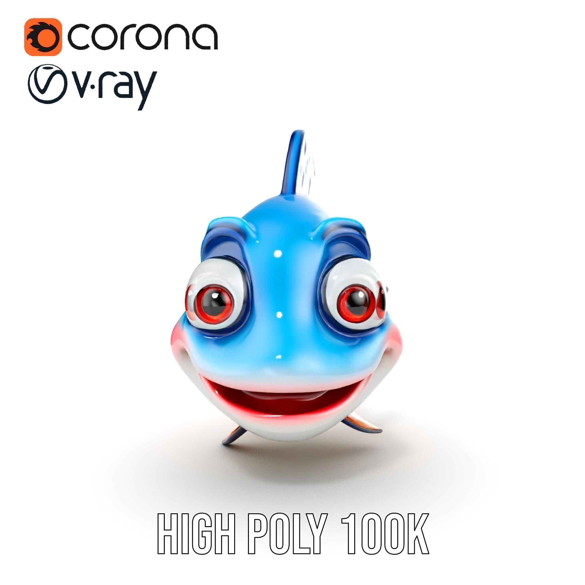 Cartoon Fish Character Model Pack Low-poly 3D model_32