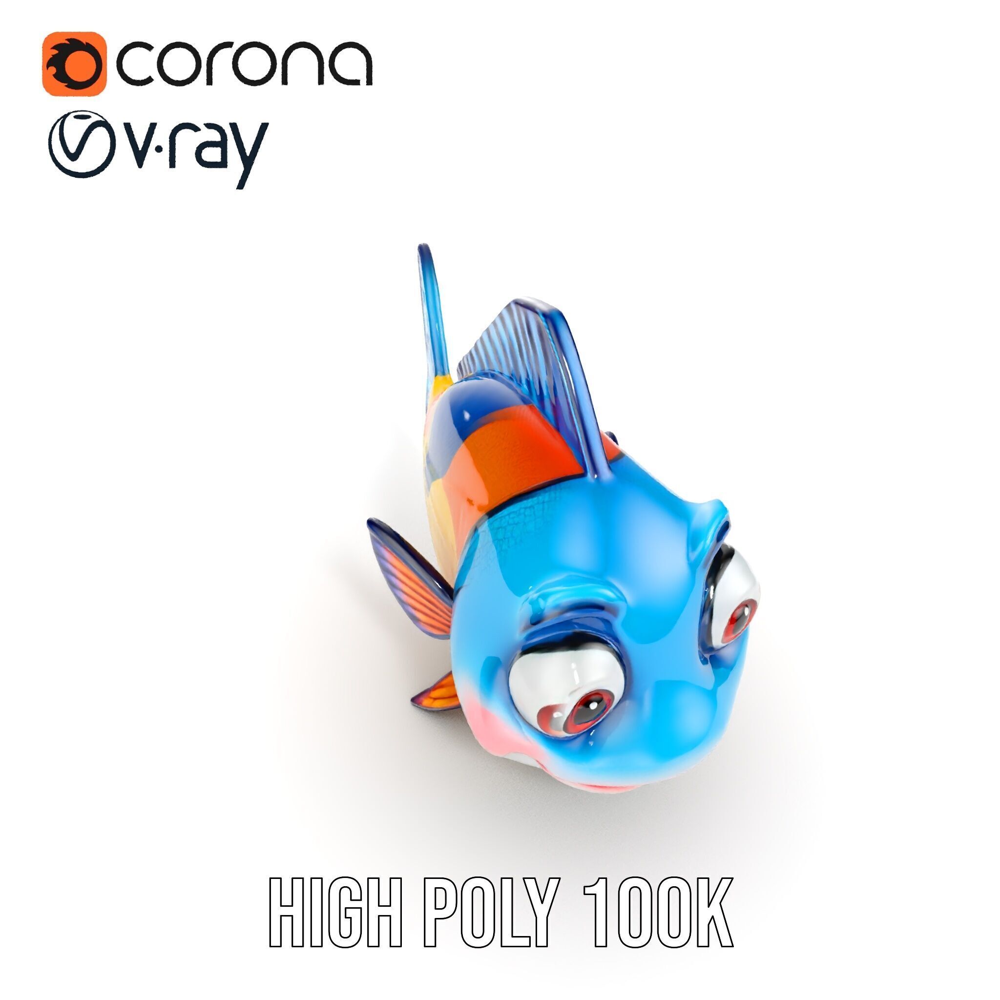 Cartoon Fish Character Model Pack Low-poly 3D model_29