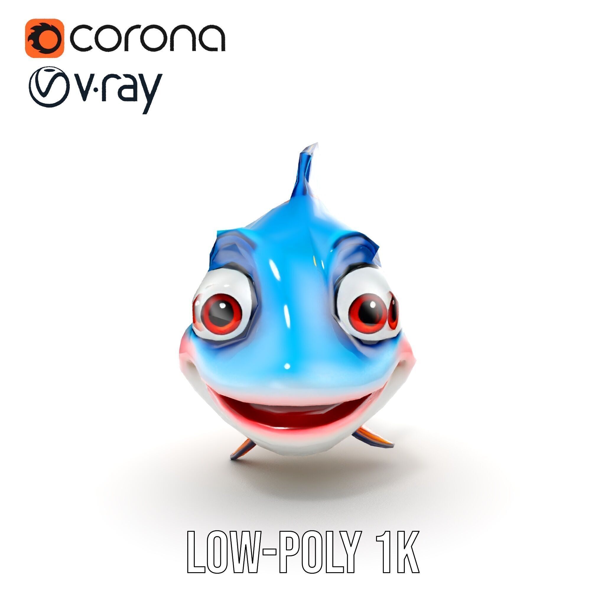 Cartoon Fish Character Model Pack Low-poly 3D model_26