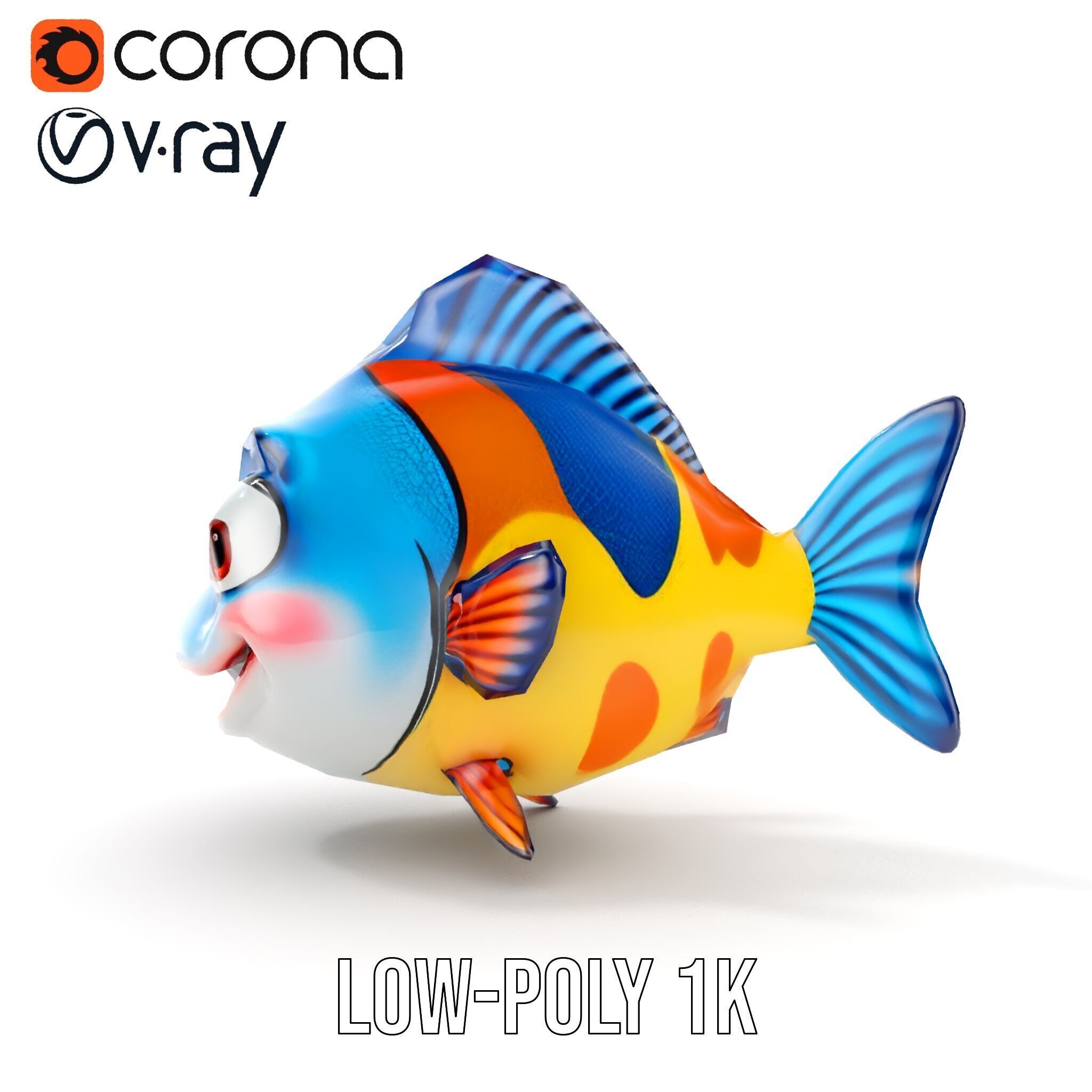 Cartoon Fish Character Model Pack Low-poly 3D model_21