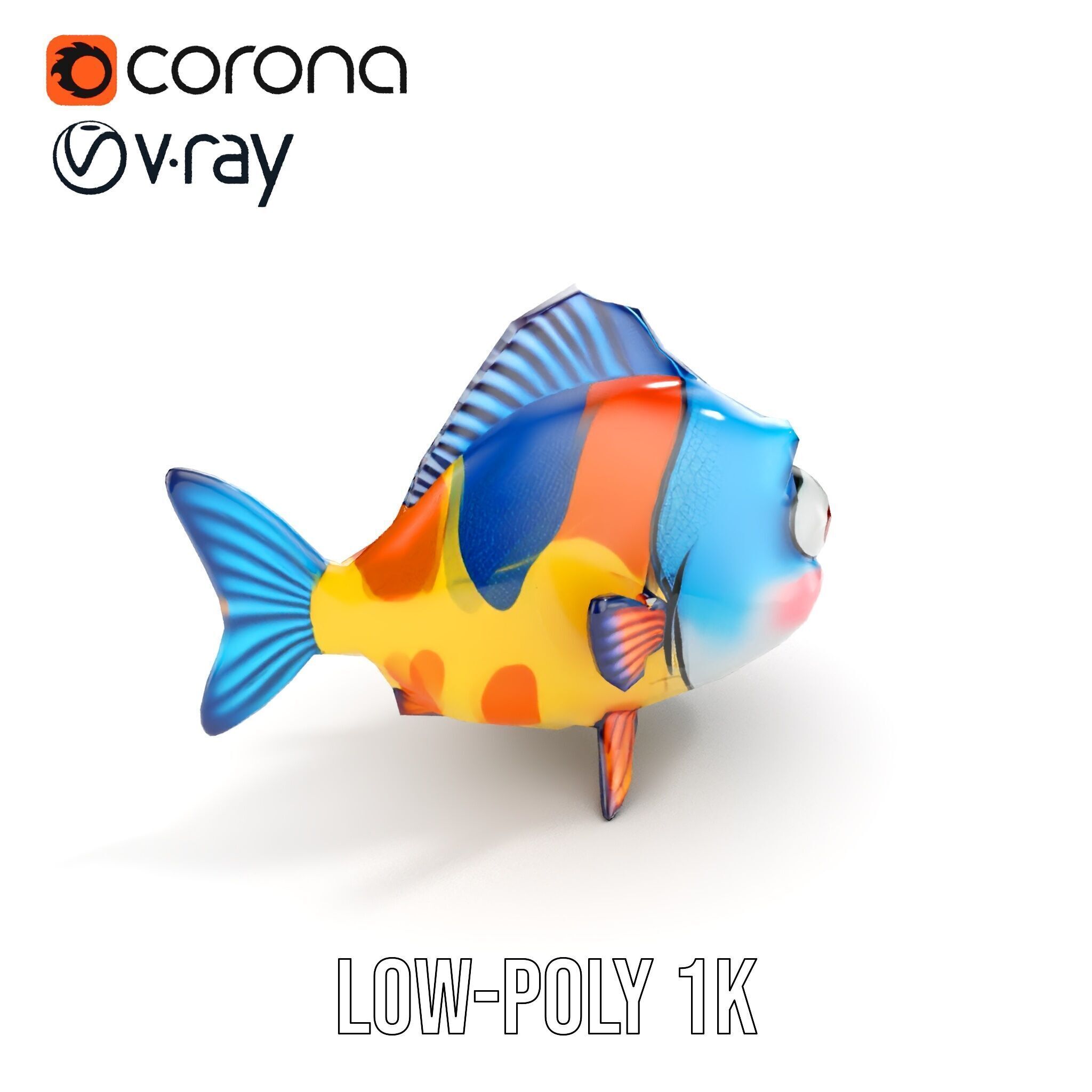 Cartoon Fish Character Model Pack Low-poly 3D model_10