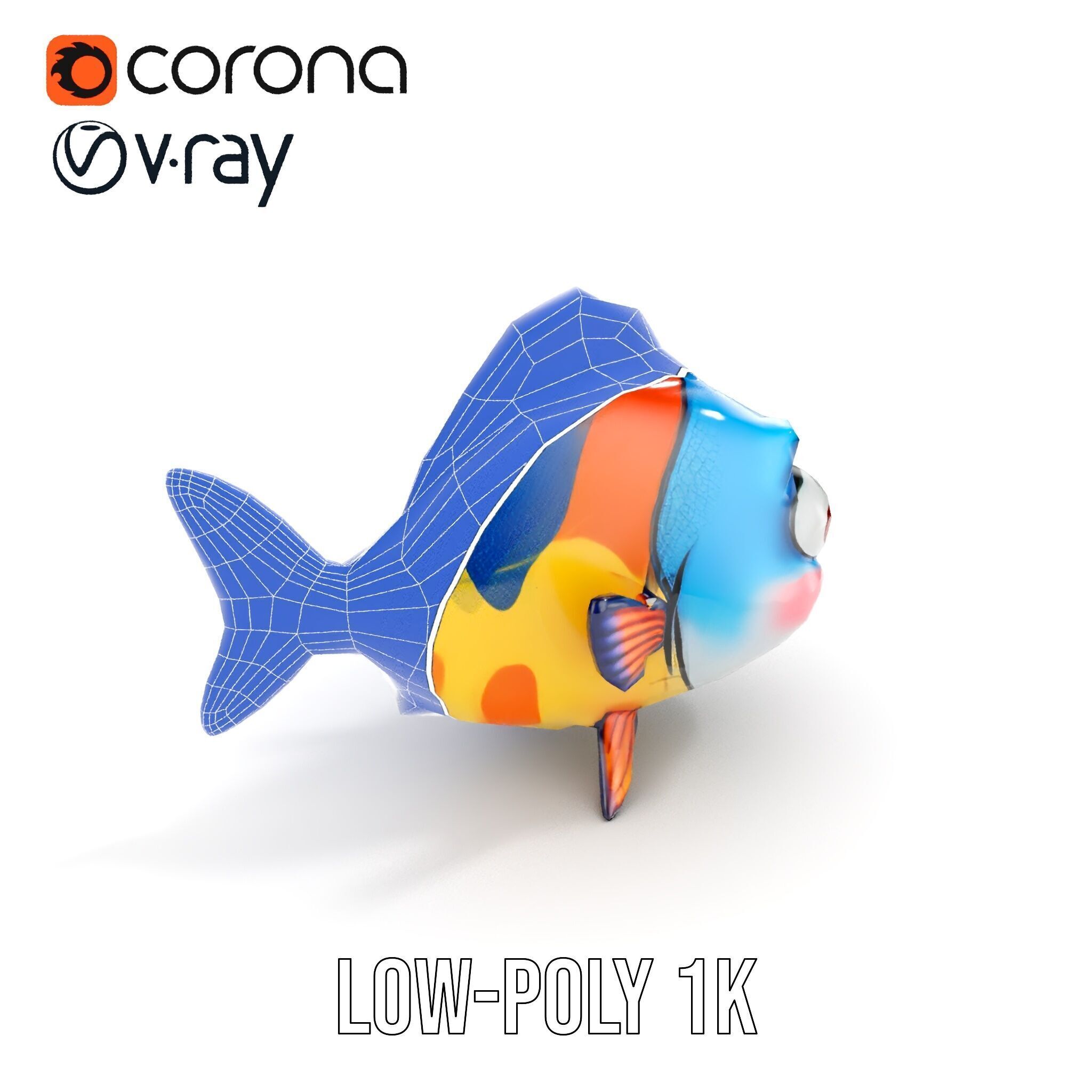 Cartoon Fish Character Model Pack Low-poly 3D model_24