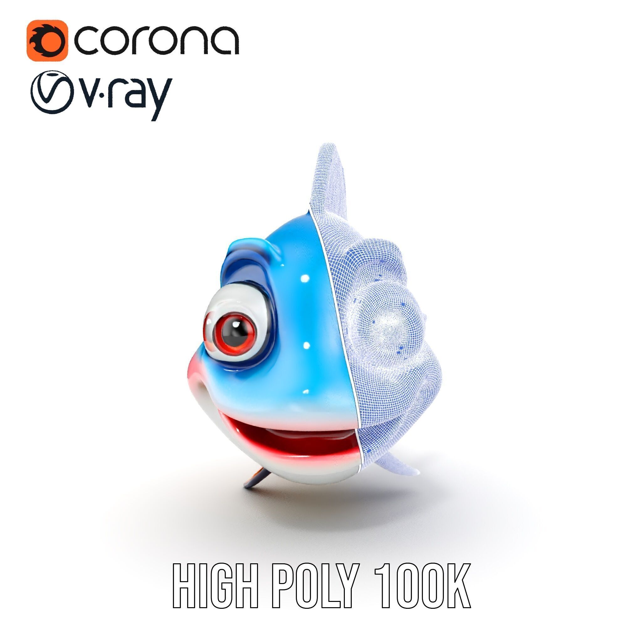 Cartoon Fish Character Model Pack Low-poly 3D model_37